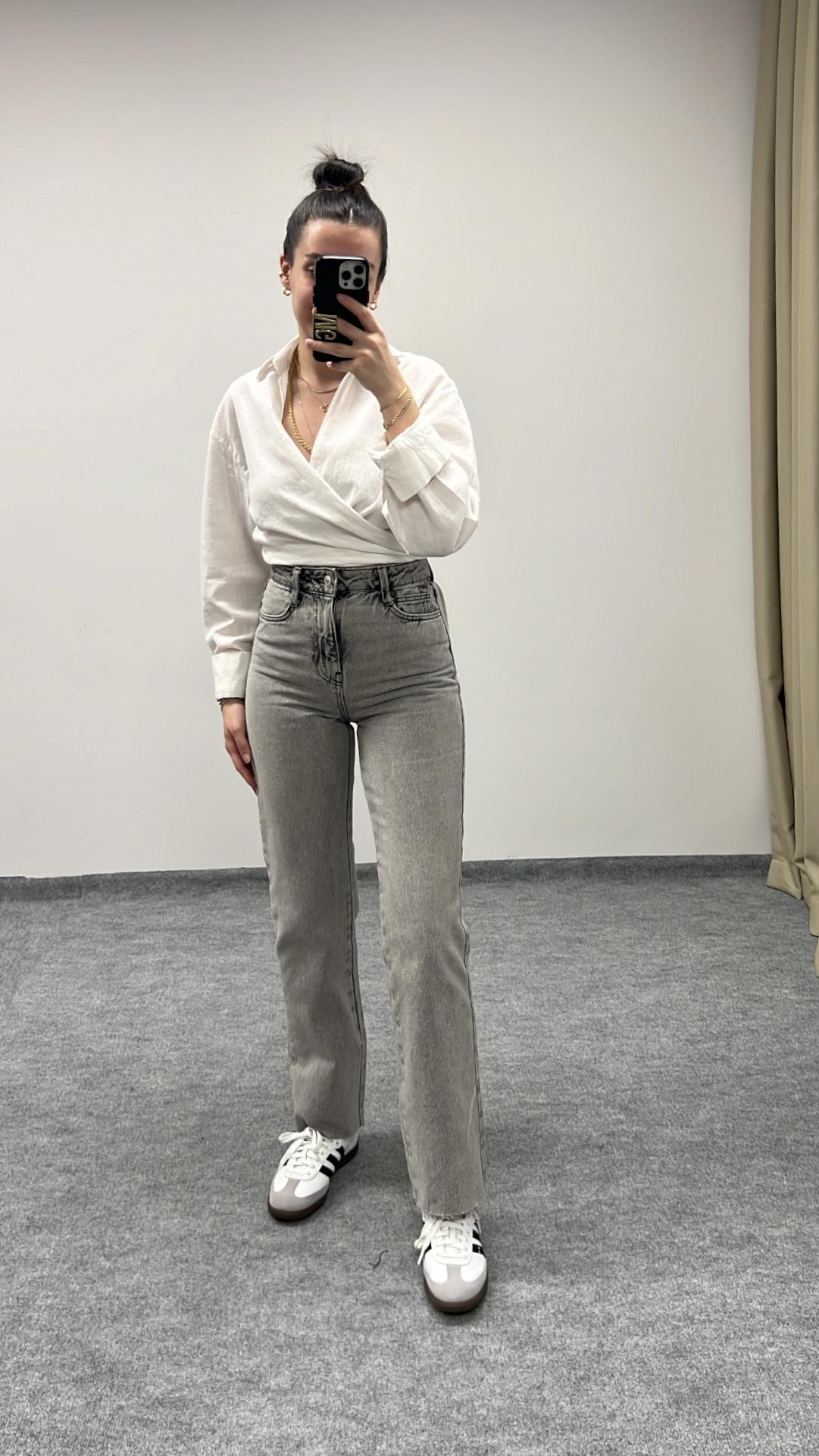 MARKA LAZER KESİM AÇIK GRİ STRAIGHT FIT JEAN