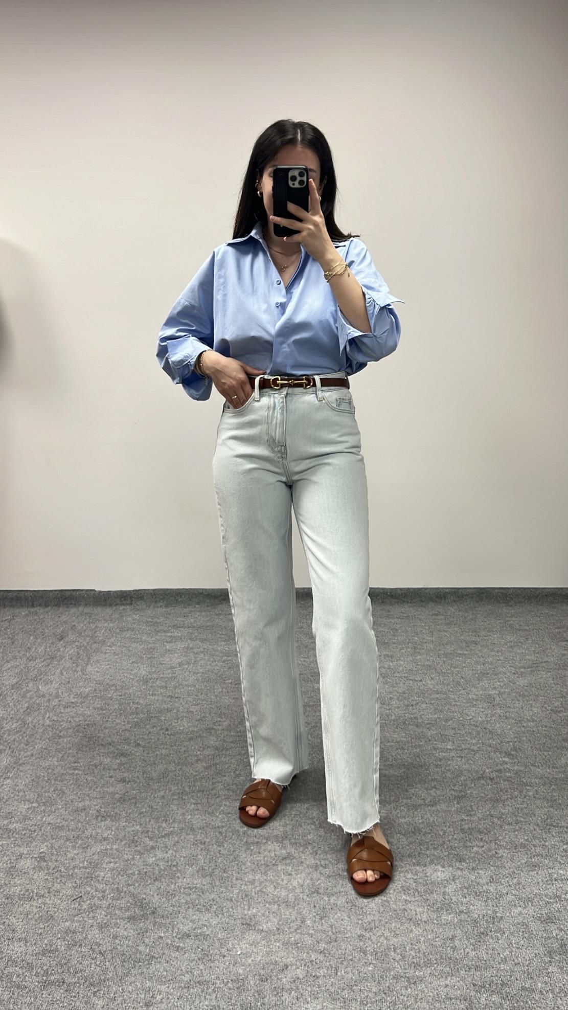 MARKA LAZER KESİM AÇIK MAVİ STRAIGHT FIT JEAN
