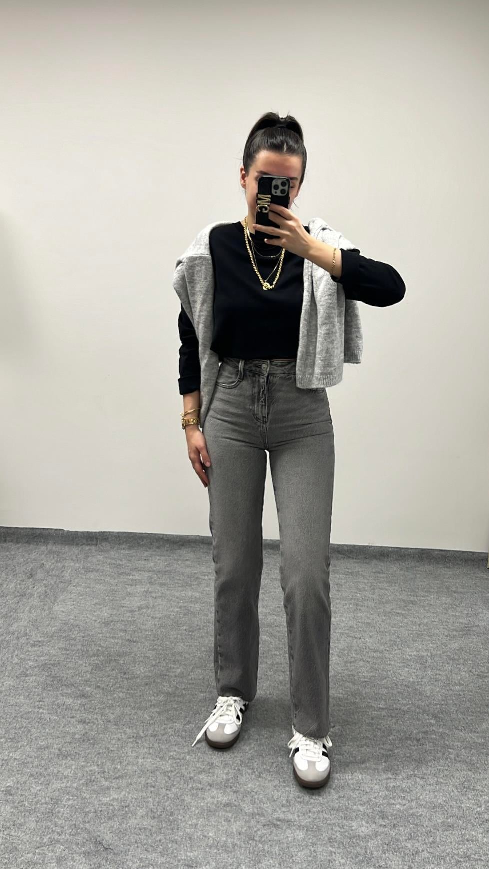 MARKA LAZER KESİM GRİ STRAIGHT FIT JEAN