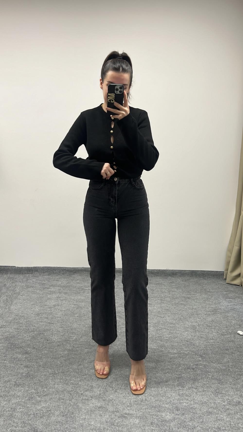 MARKA LAZER KESİM SİYAH STRAIGHT FIT JEAN