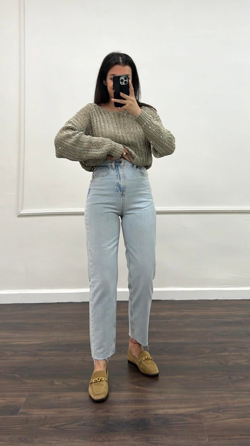 Marka Mavi Lazer Kesim Mom Jean