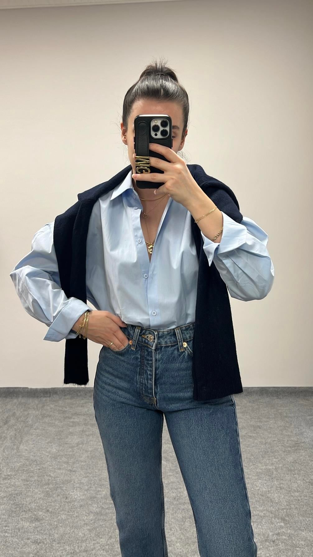 MARKA MAVİ POPLİN GÖMLEK