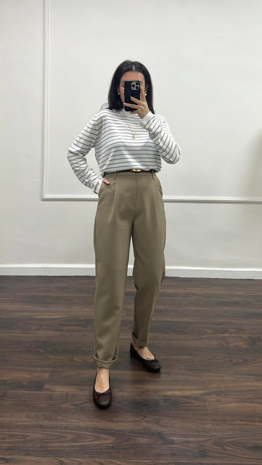 Marka Olive Pensli Kalem Pantolon