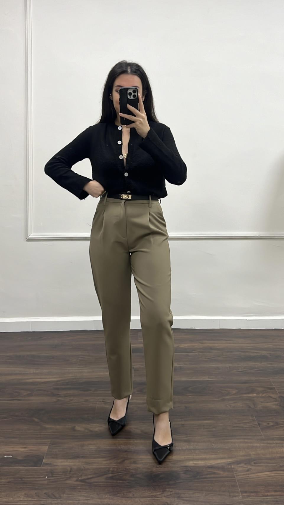 Marka Olive Pensli Kalem Pantolon