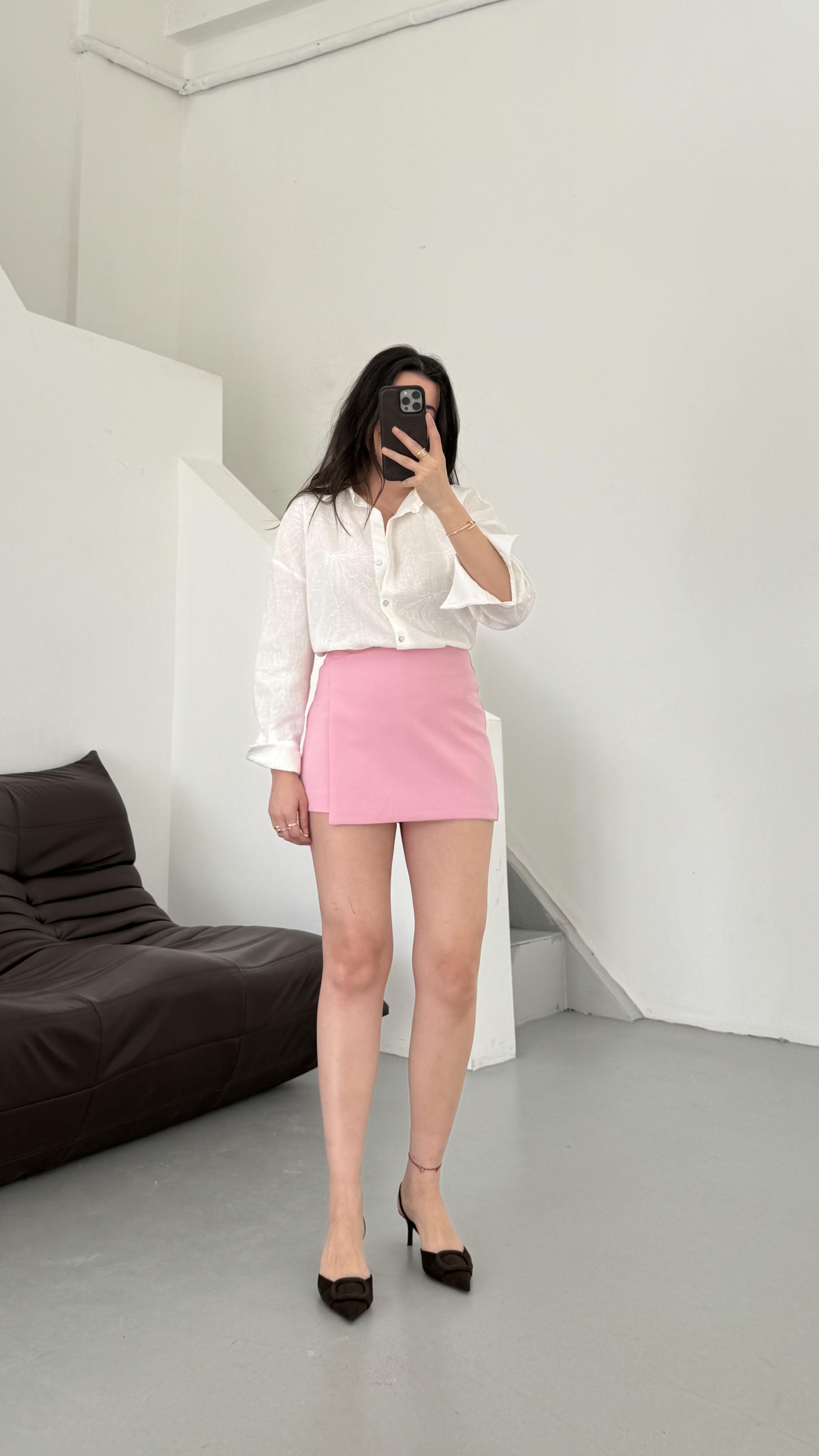 Marka Pembe Mini Şort Etek