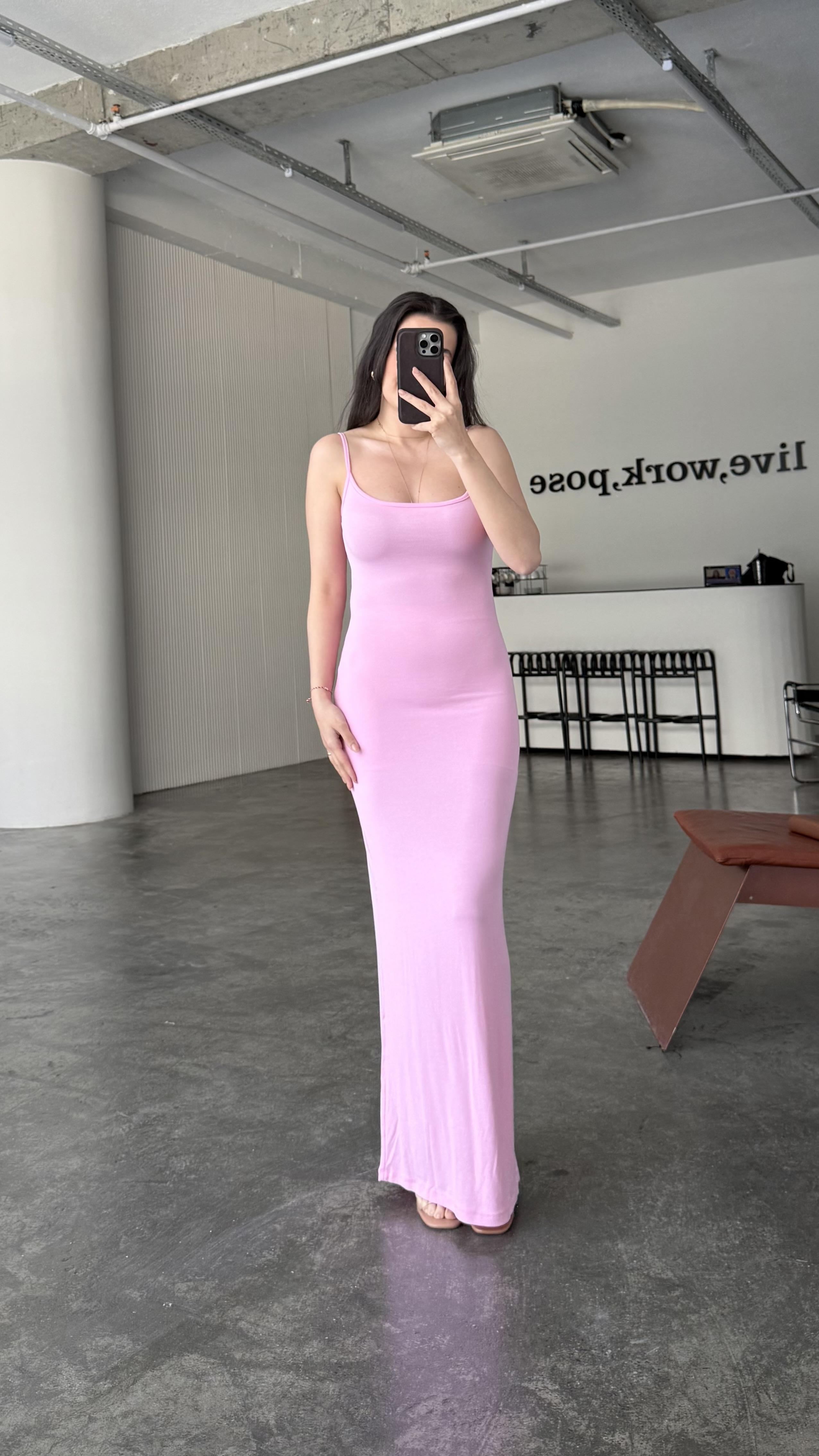 Marka Pembe Soft Touch Maxi Elbise