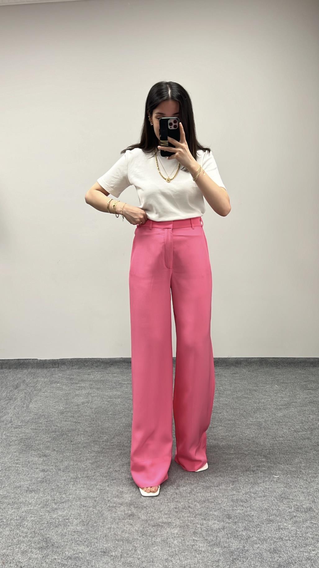 Marka Pembe Yüksek Bel Straıght Pantolon