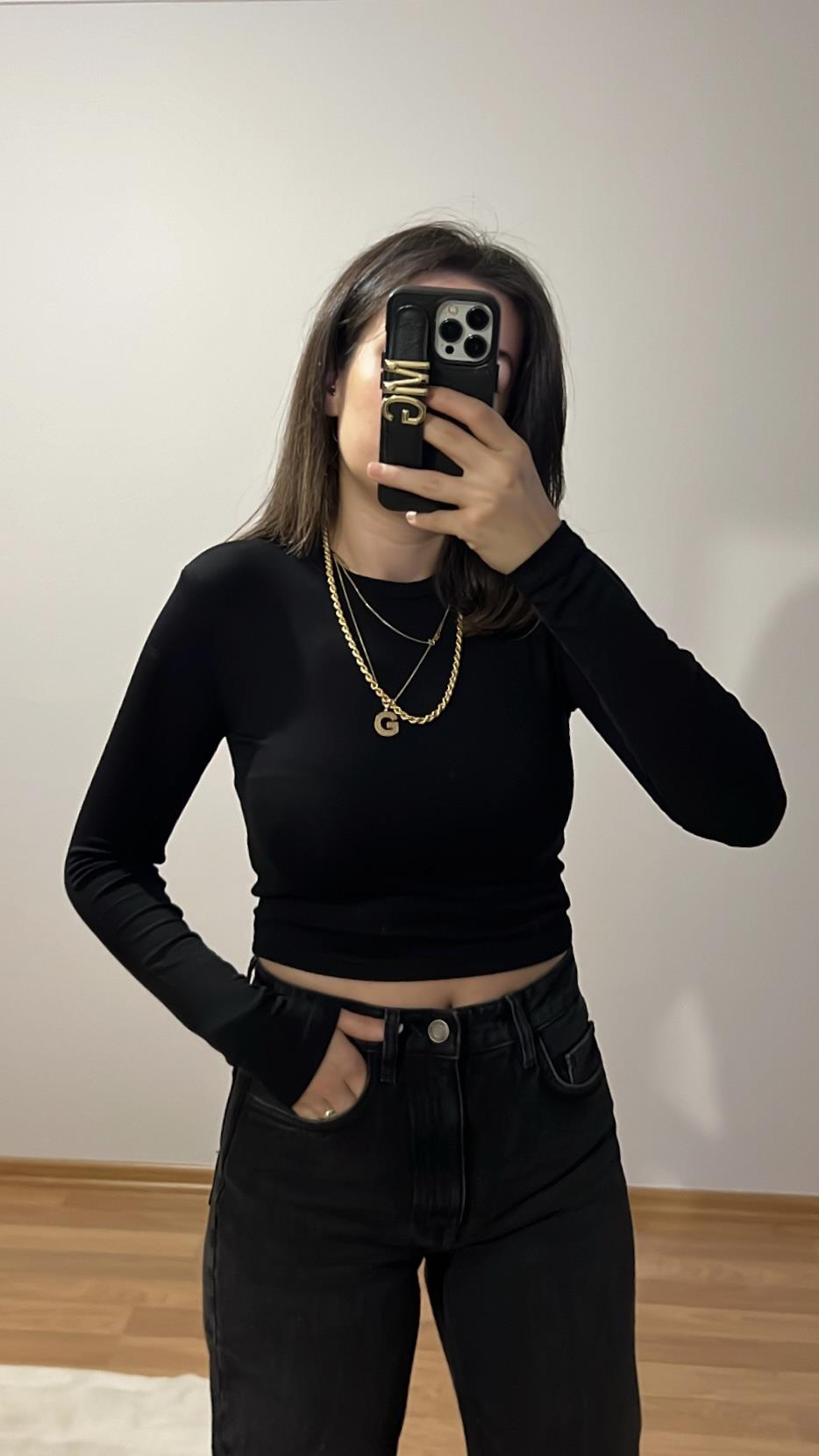 MARKA SİYAH BASIC UZUK KOLLU BADİ