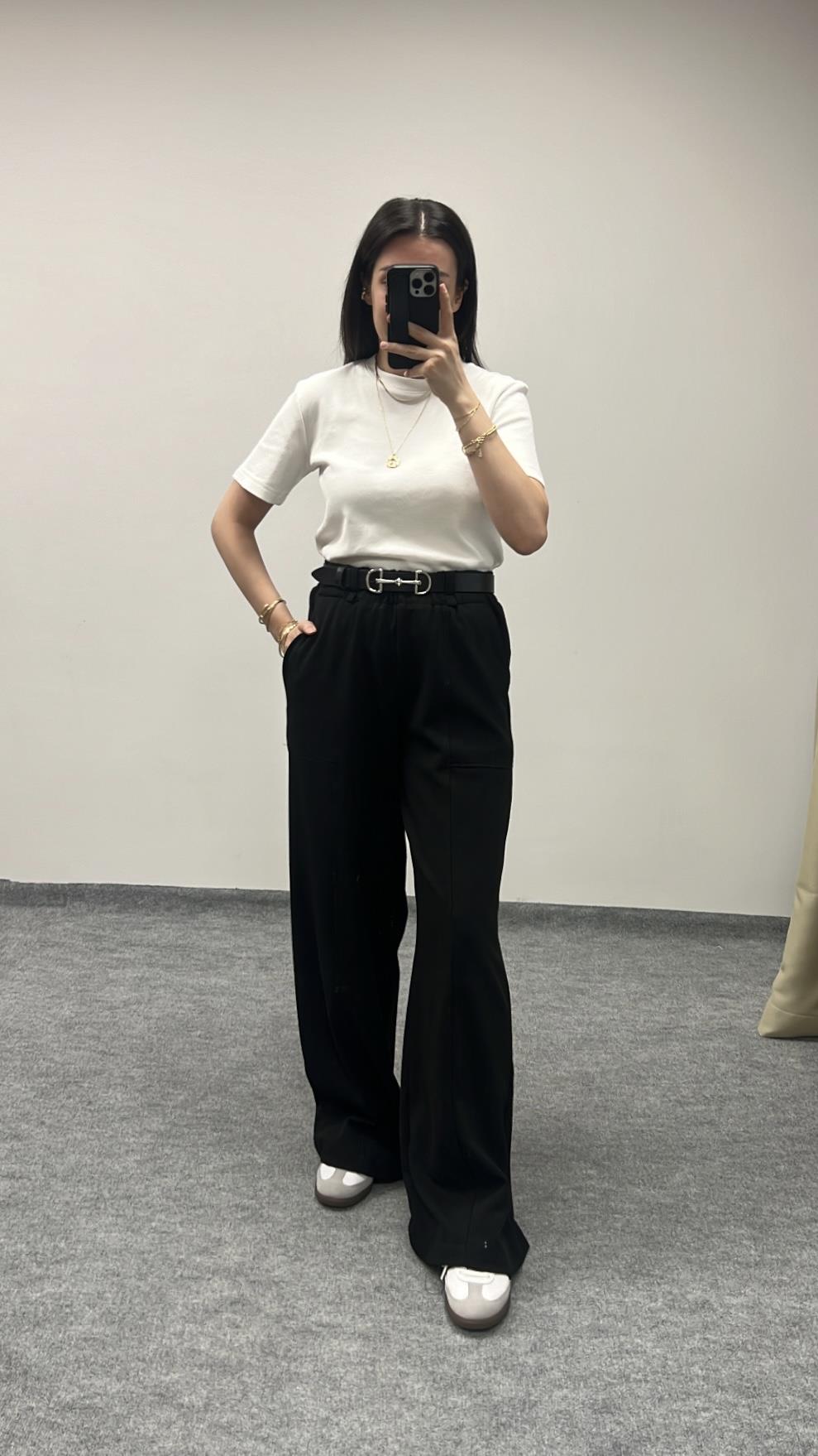 Marka Siyah Beli Lastikli Uzun Pantolon