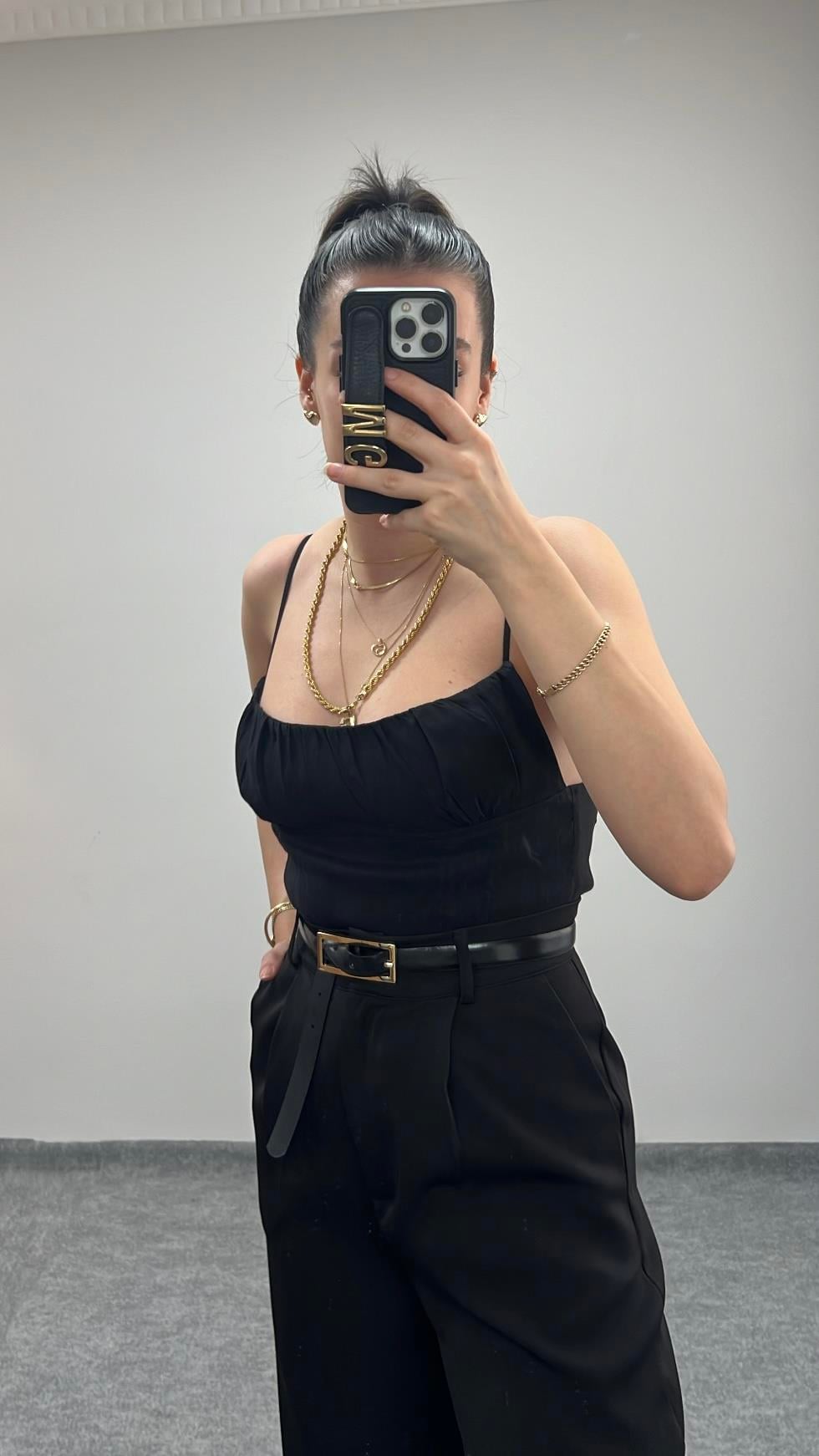 MARKA SİYAH DRAPELİ KORSE TOP