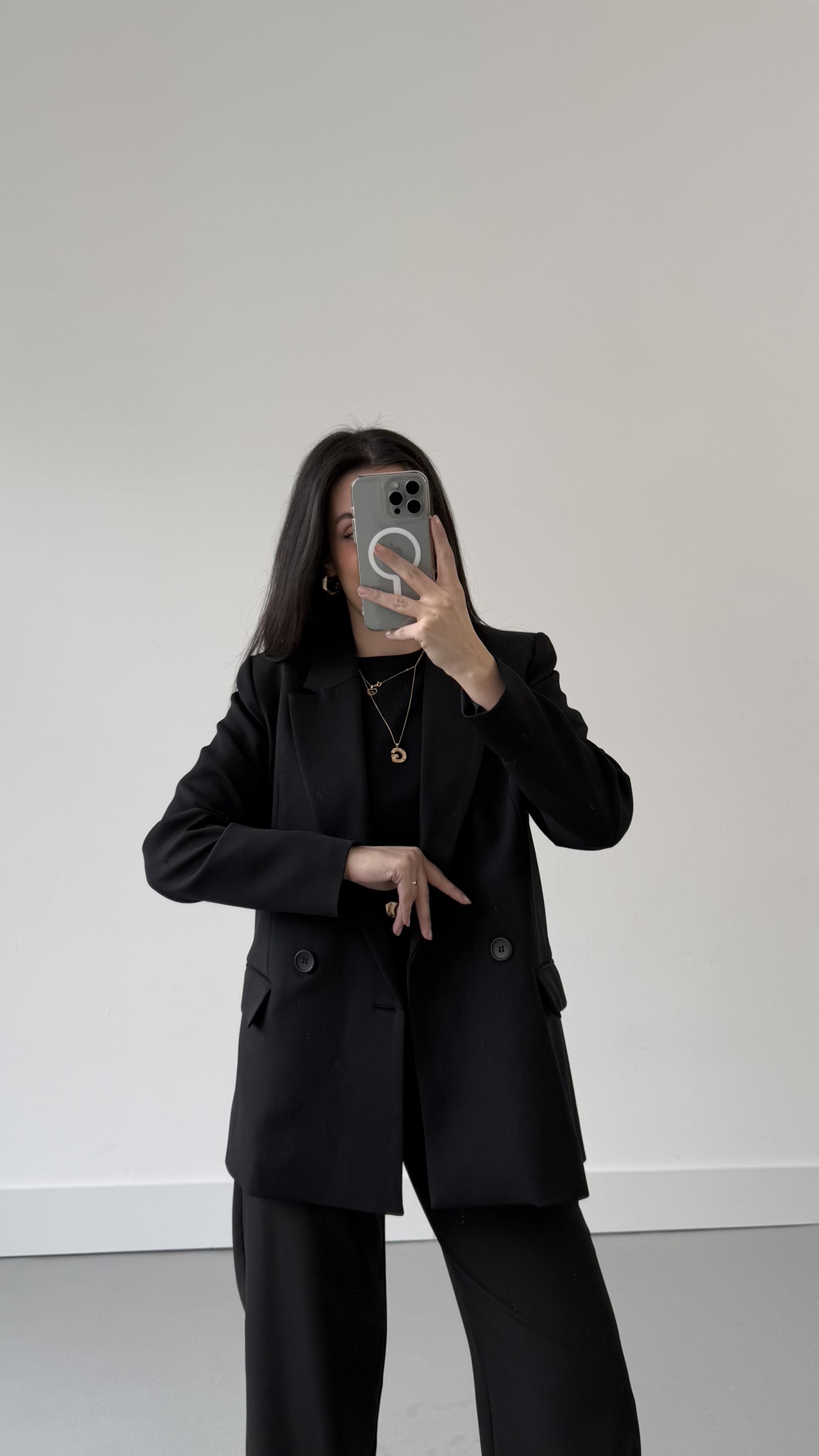 Marka Siyah Kruvaze Blazer