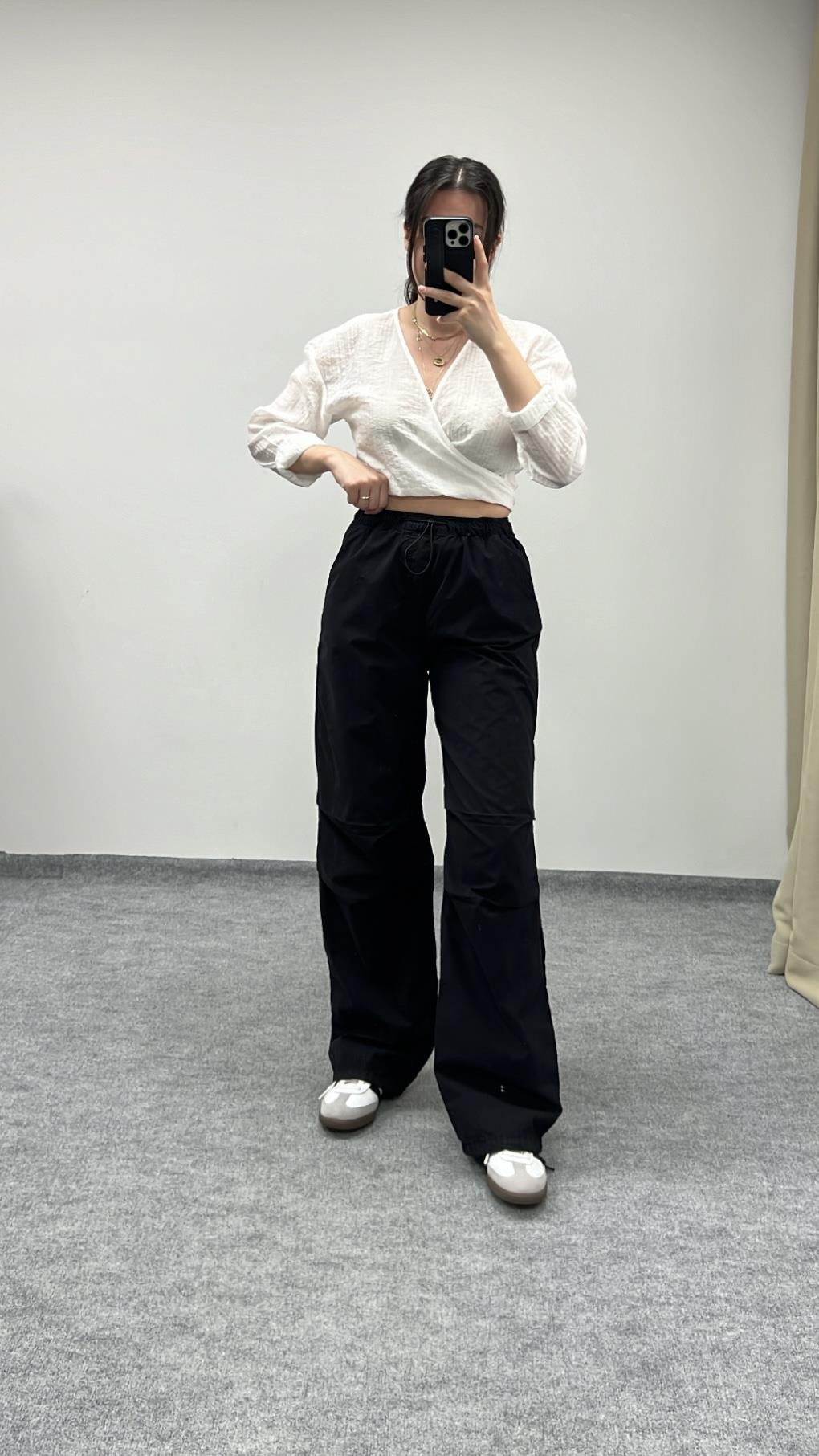 Marka Siyah Paraşüt Pantolon