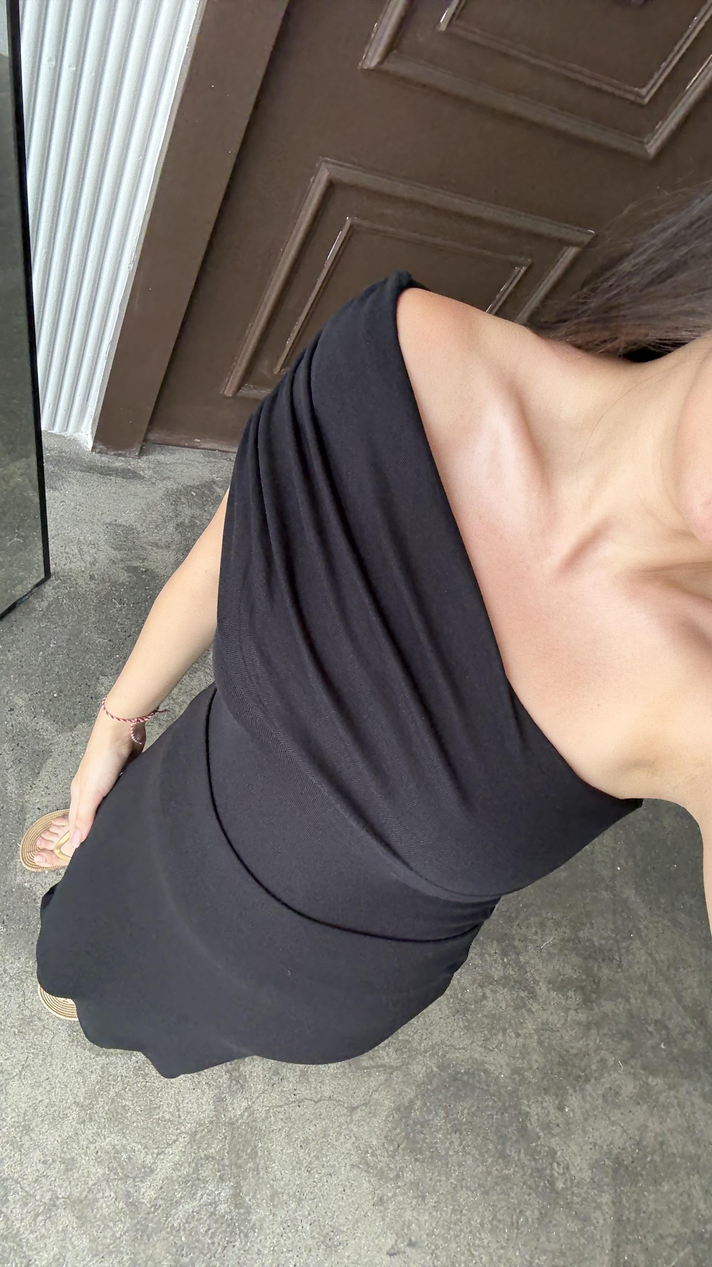 Marka Siyah Soft Touch Omuz Detay Bluz