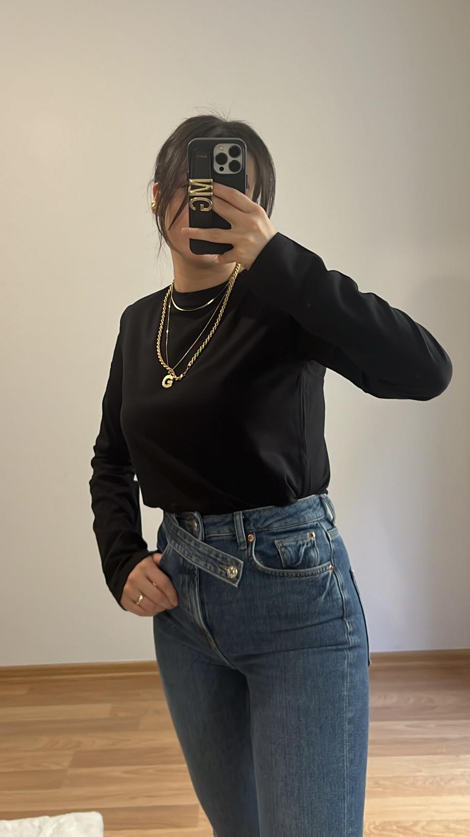 MARKA SİYAH UZUN KOLLU BASIC TİŞÖRT