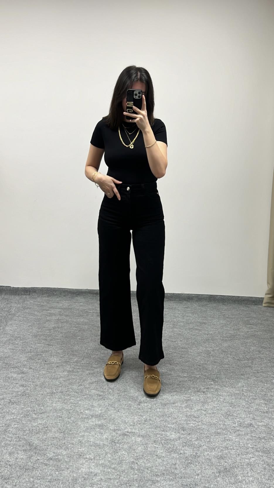 MARKA SİYAH YÜKSEK BEL STRAIGHT JEAN