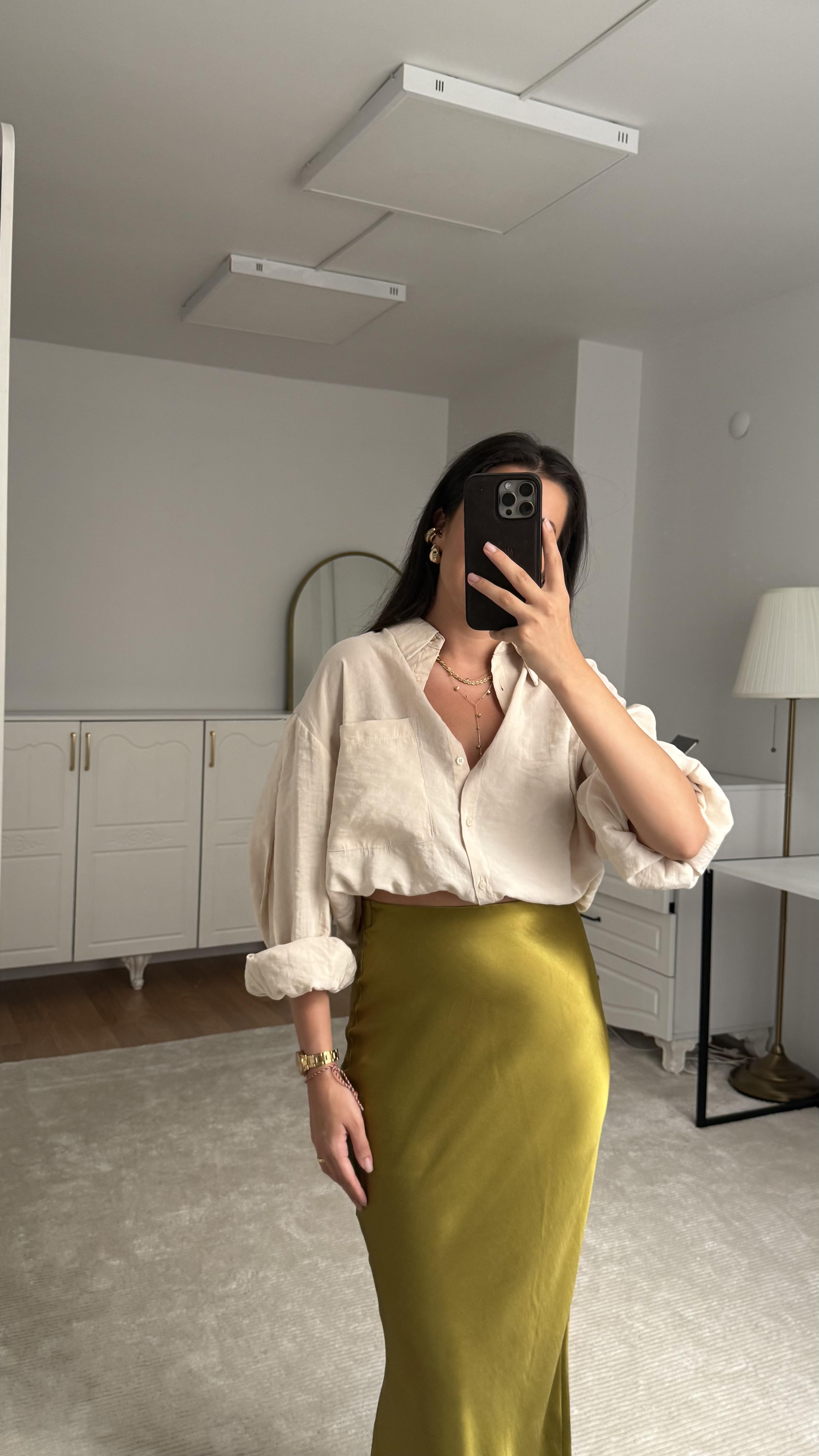 Marka Soft Bej Tensel Gömlek