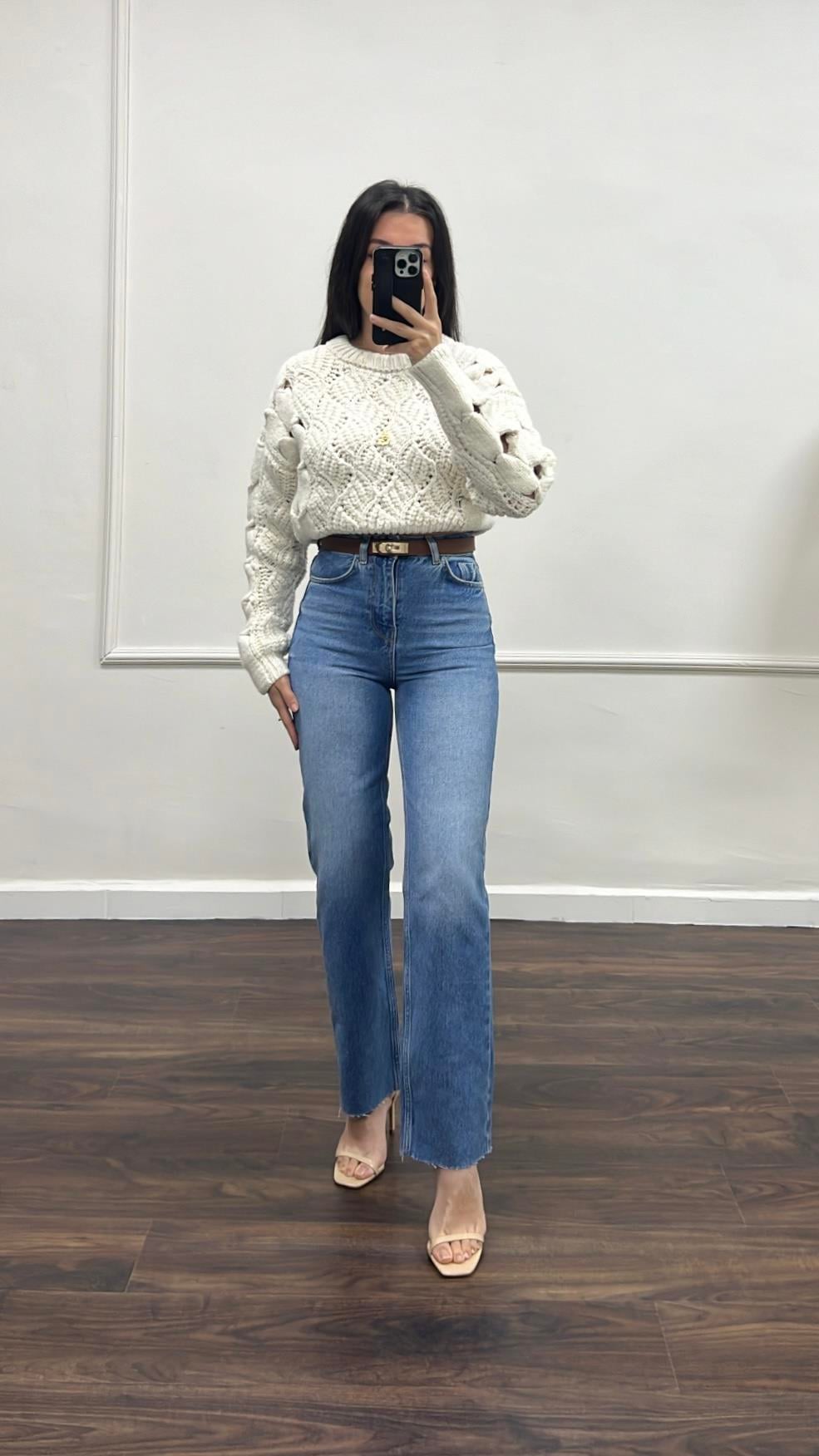 Marka Straıght Fit Yüksek Bel Denim Jean