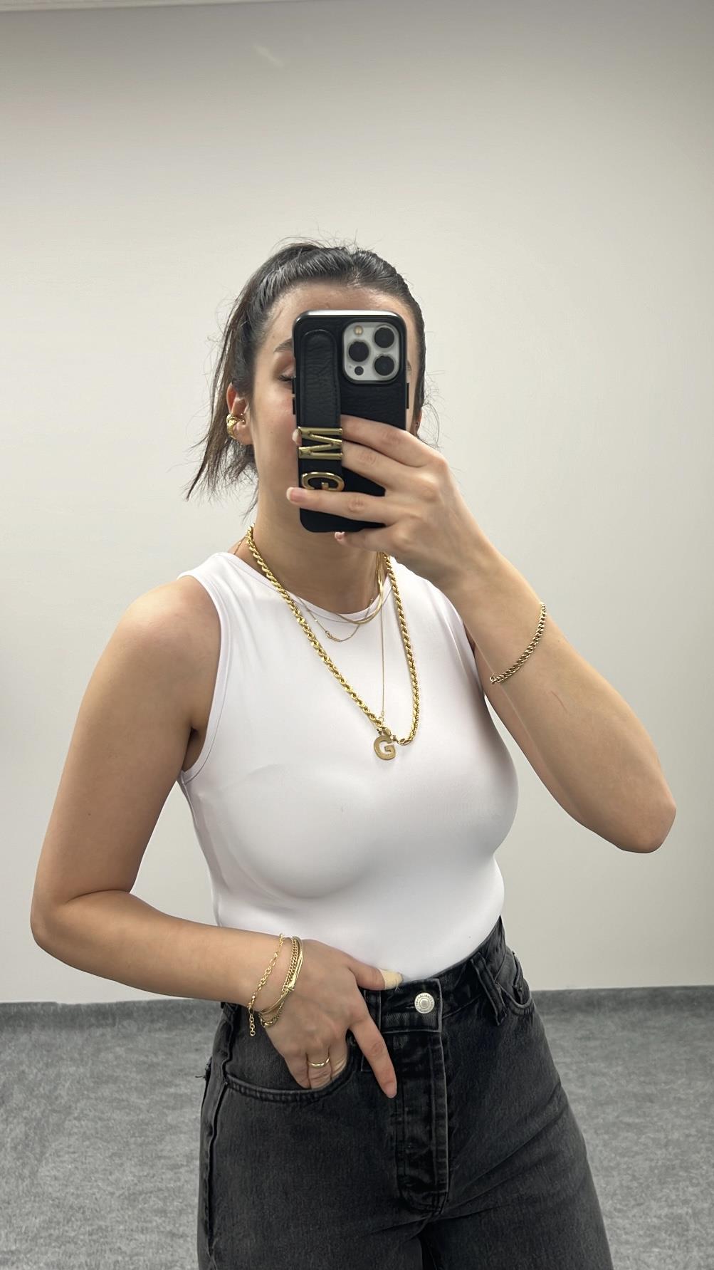 MARKA STREÇ BEYAZ BODYSUIT