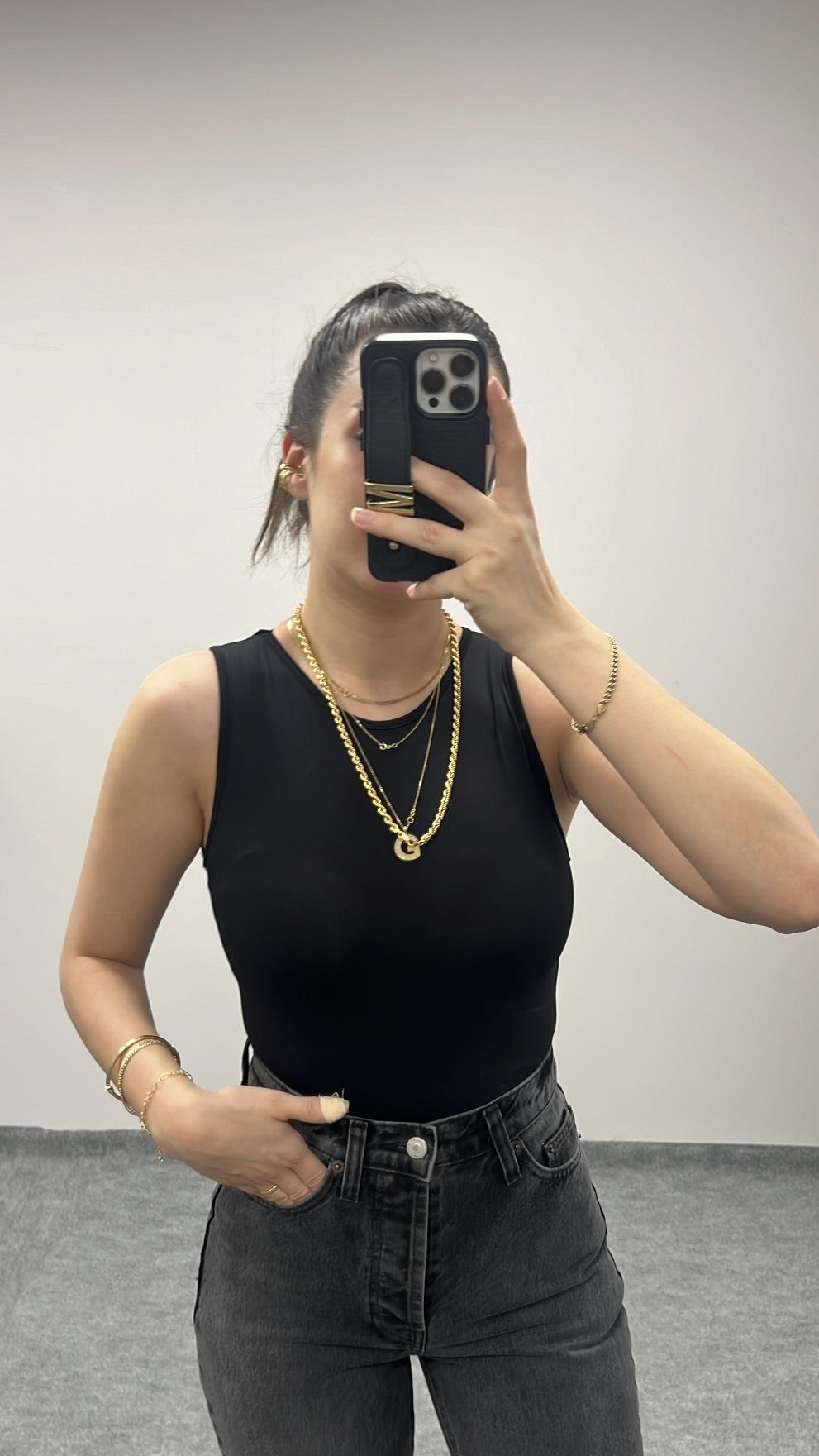 MARKA STREÇ SİYAH BODYSUIT