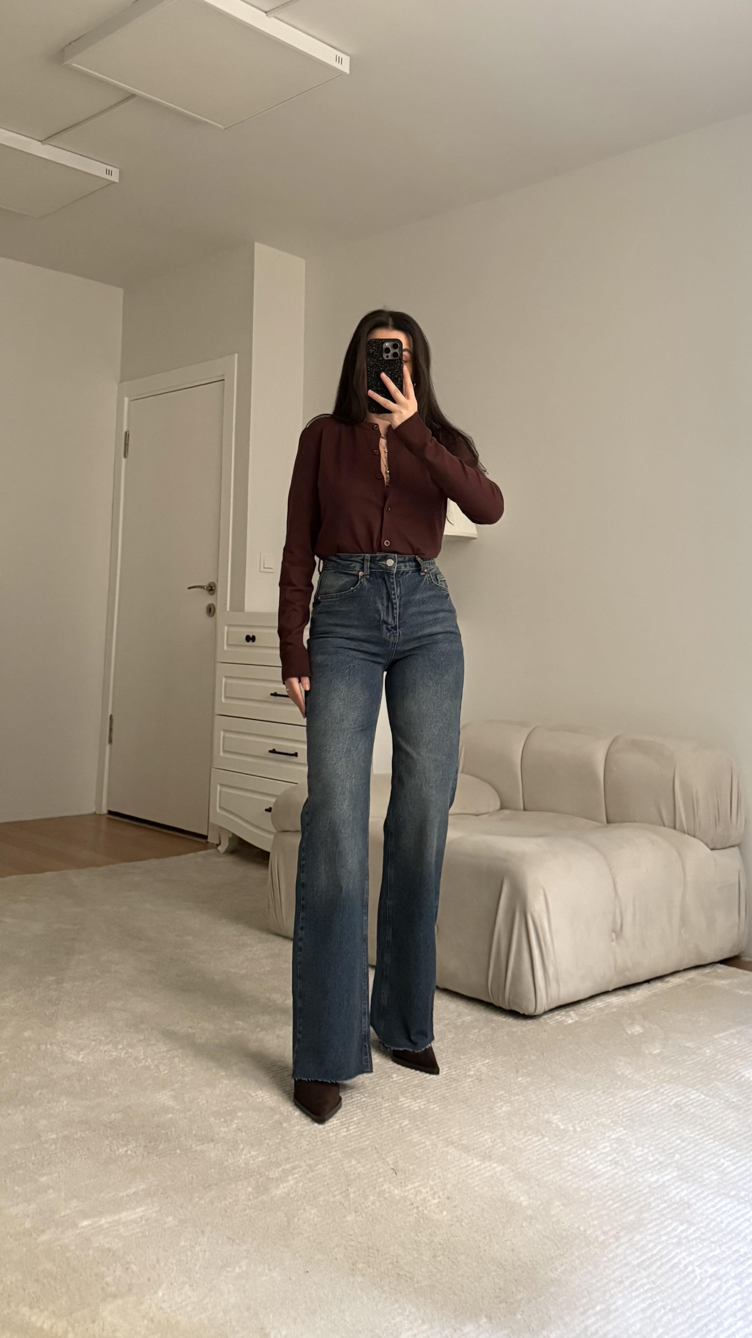 Marka Vintage Boru Paça Lazer Kesim Jean