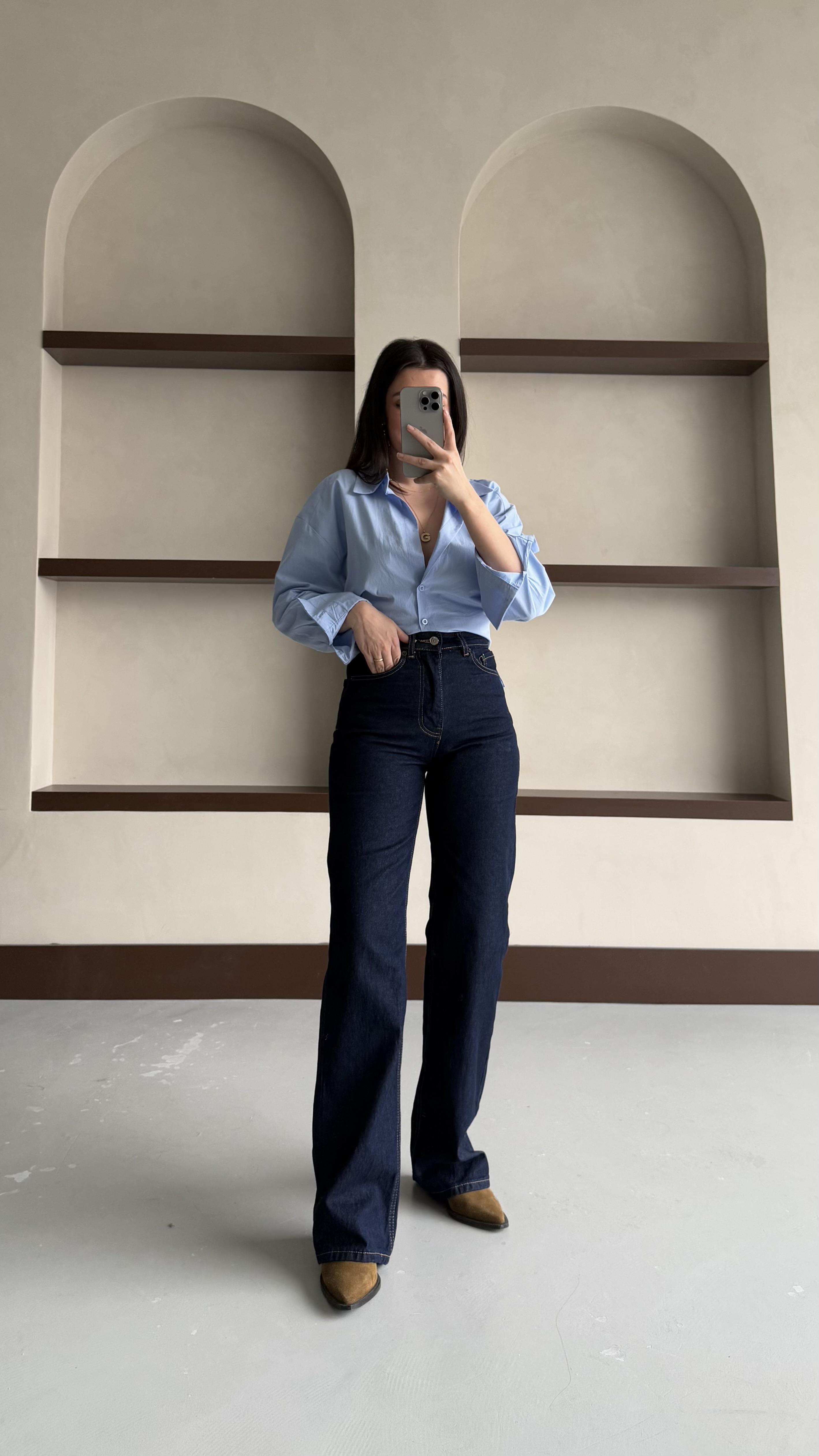 Marka Yoğun Laci Yüksek Bel Straight Jean