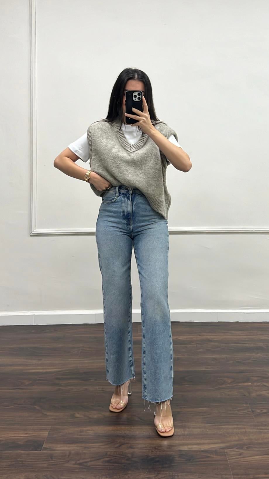 Marka Yüksek Bel Straight Fit Jean
