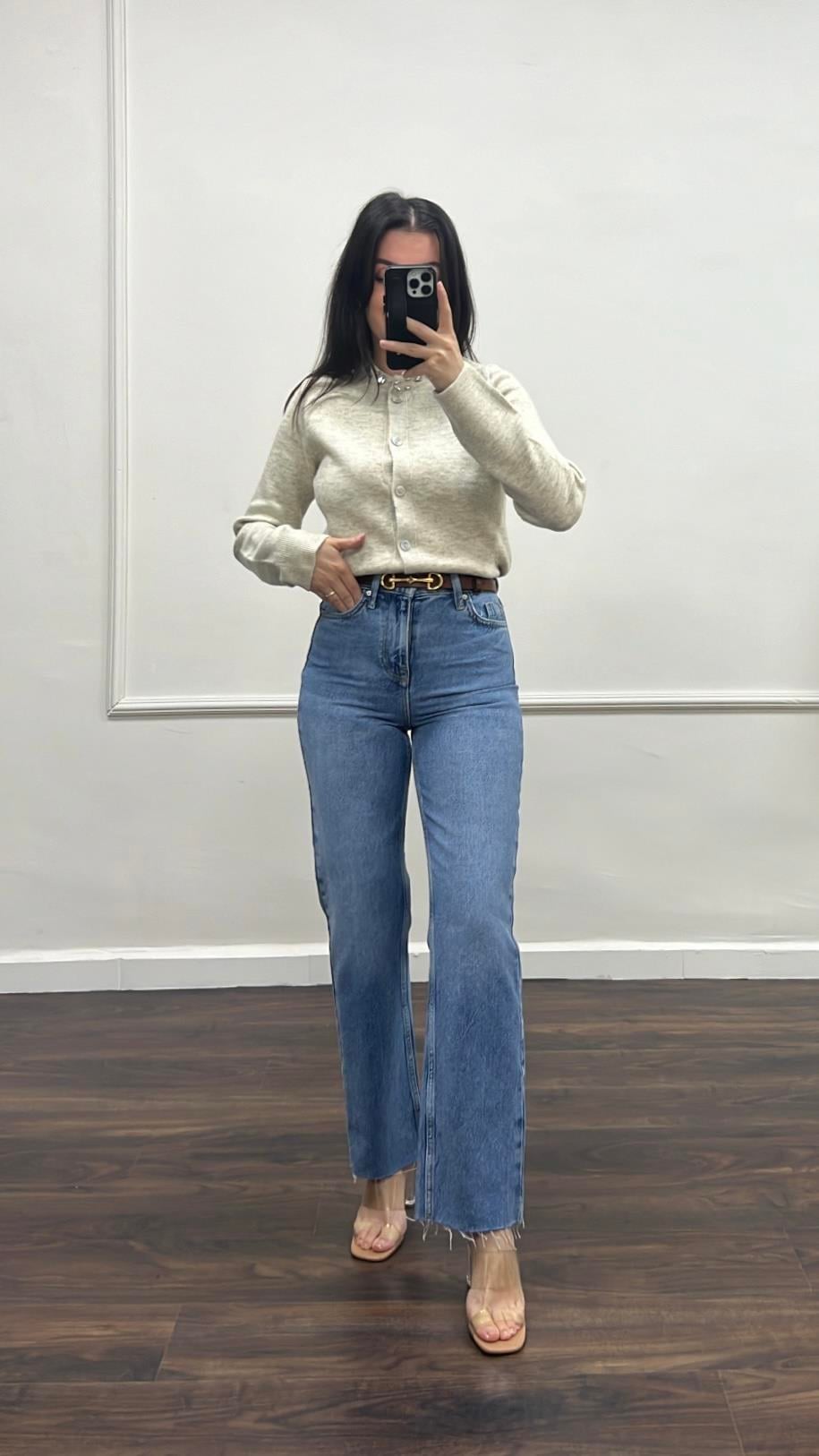 Marka Yüksek Bel Straight Fıt Jean