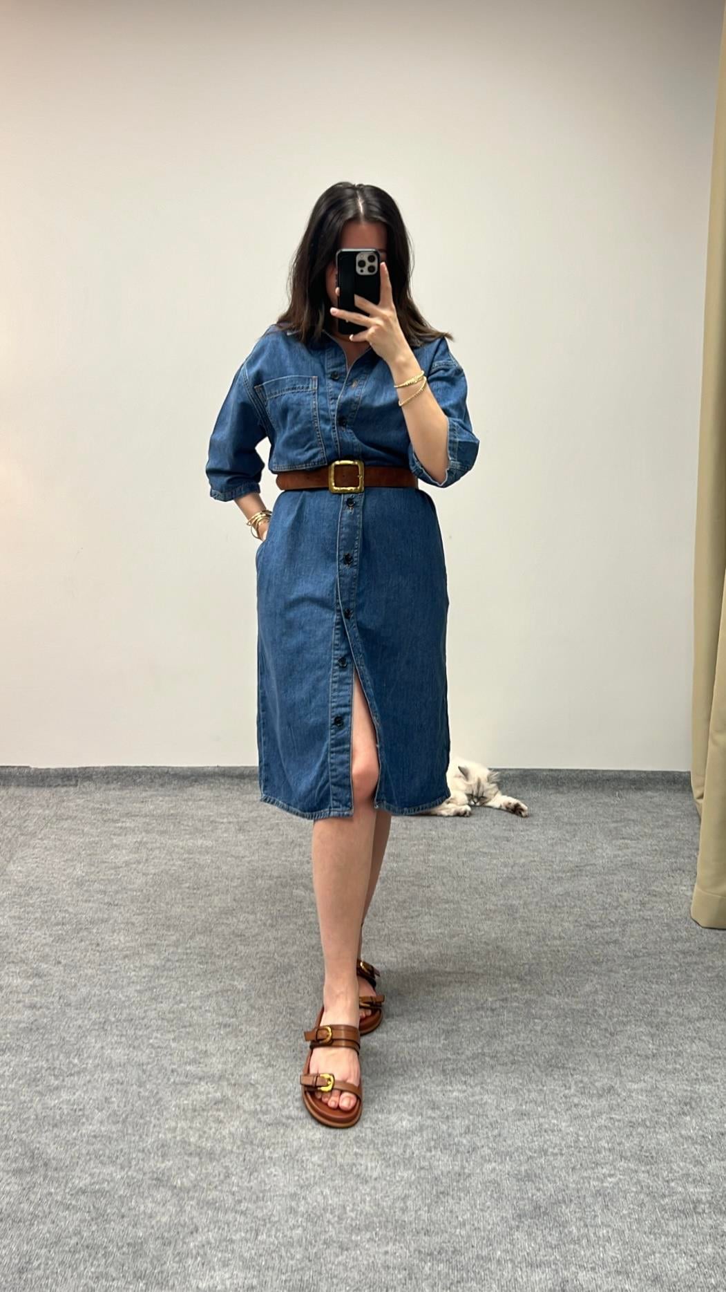 MarP %100 Organik Pamuk Denim Elbise