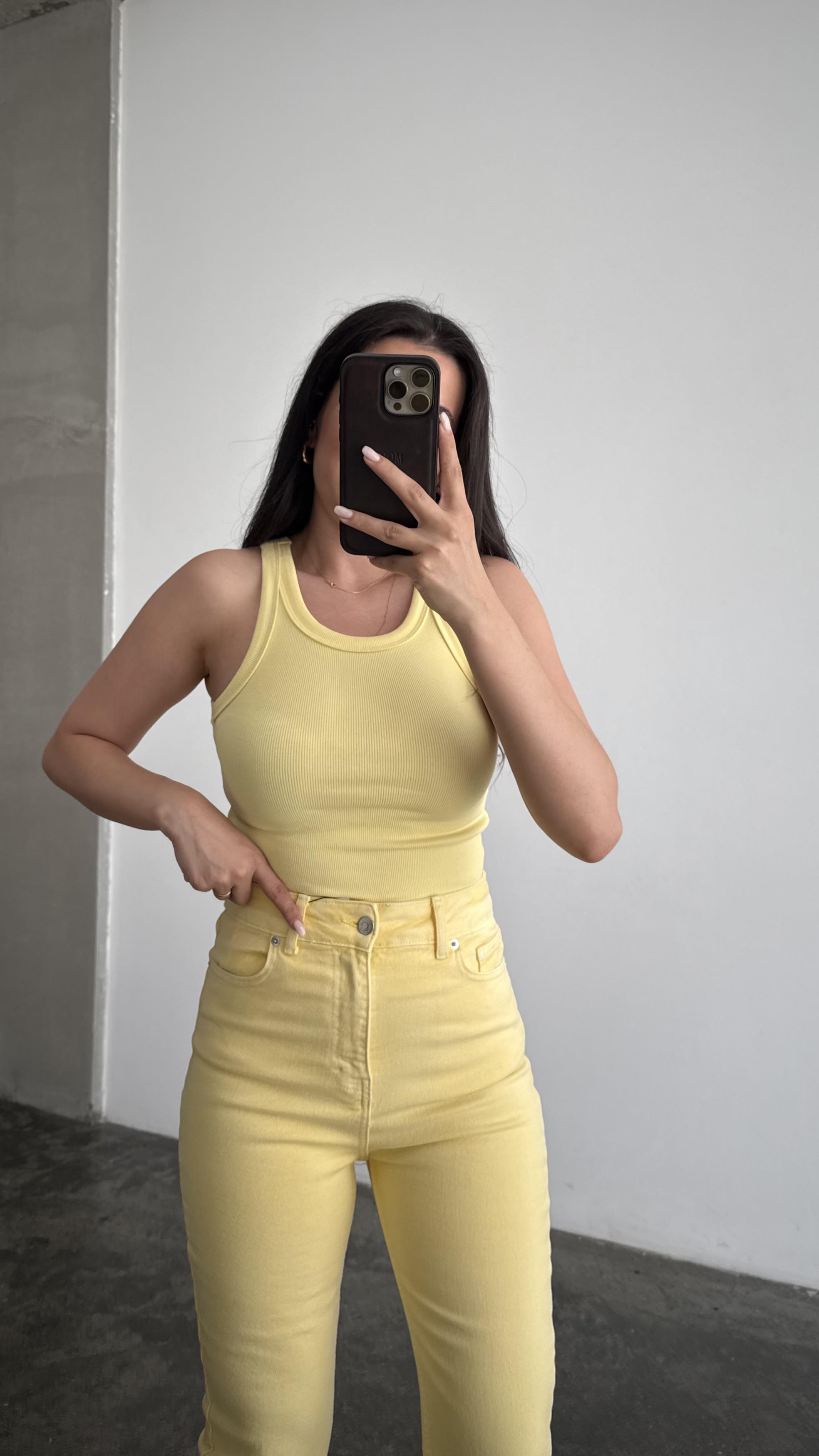 Massi Sarı Halter Yaka Top