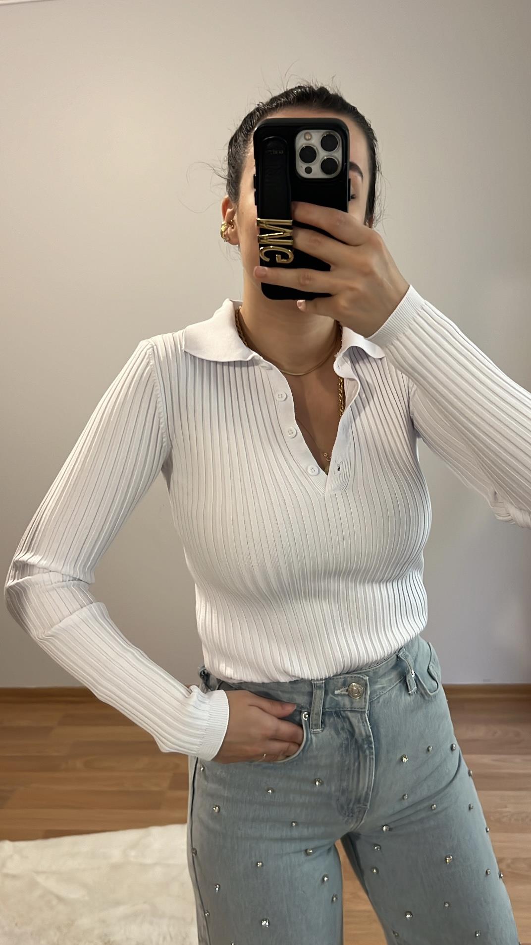 MD BEYAZ POLO YAKA TRİKO