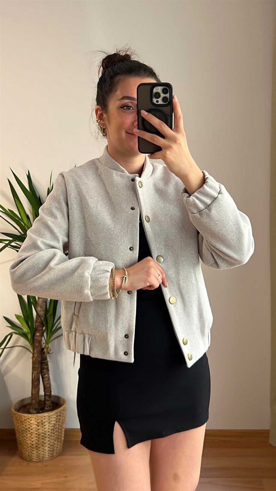 MD GRİ KAŞE BOMBER