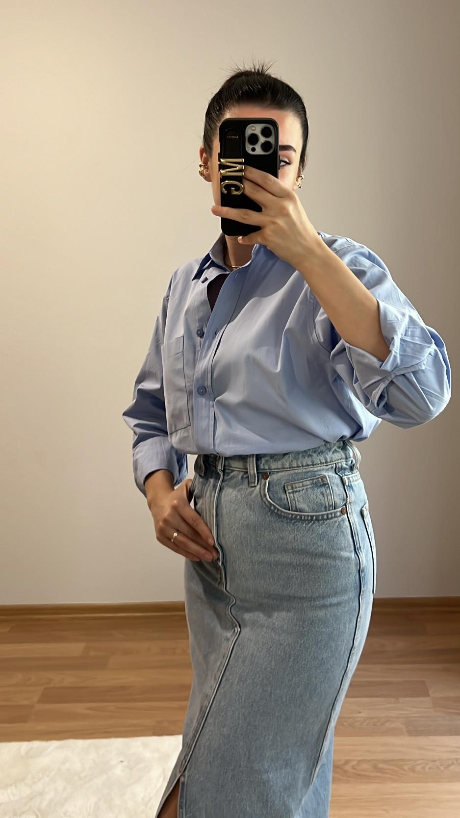 MD MAVİ POPLİN GÖMLEK