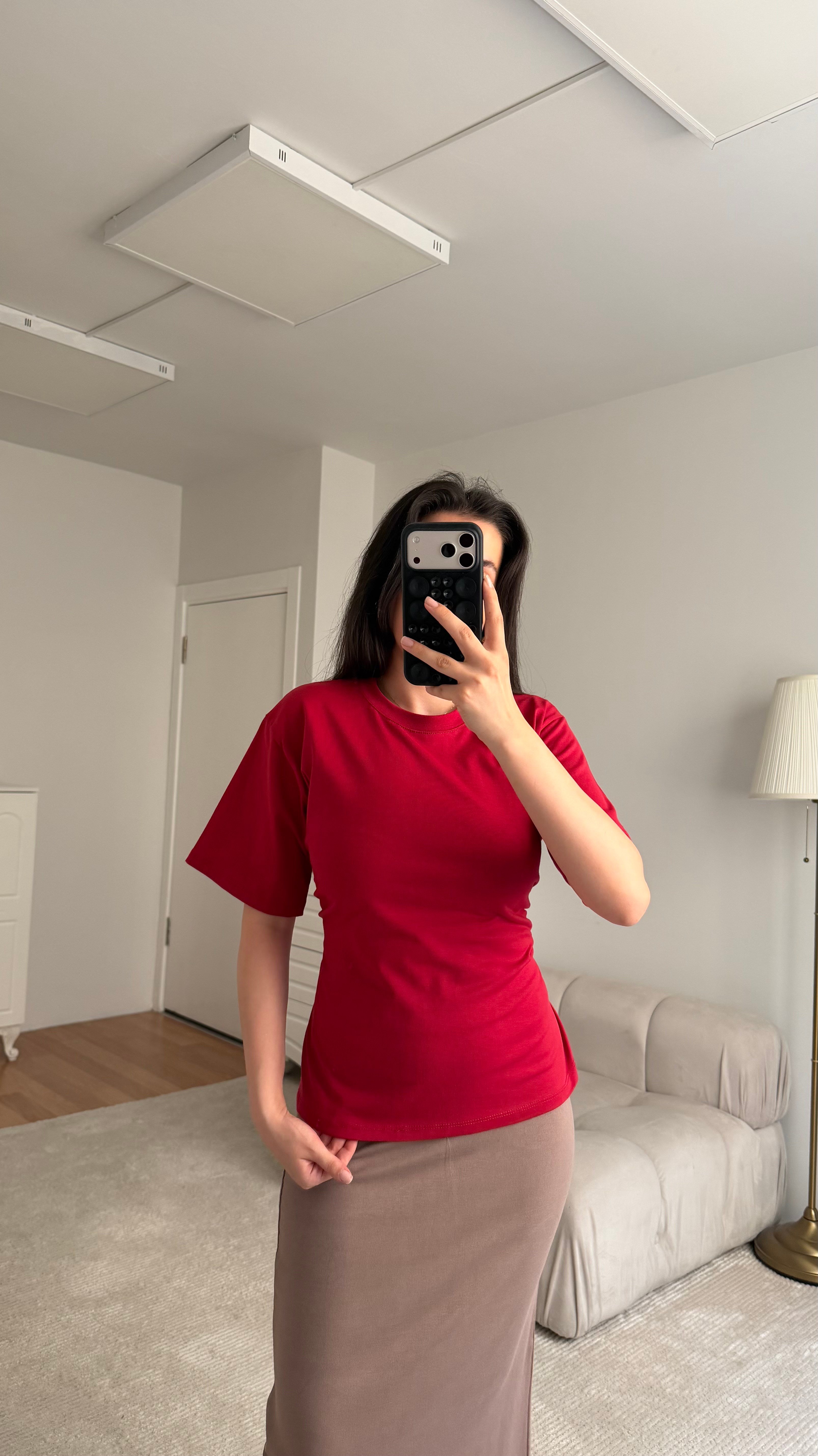 Mis Kırmızı Bisiklet Yaka Sırt Bağlamalı Bluz