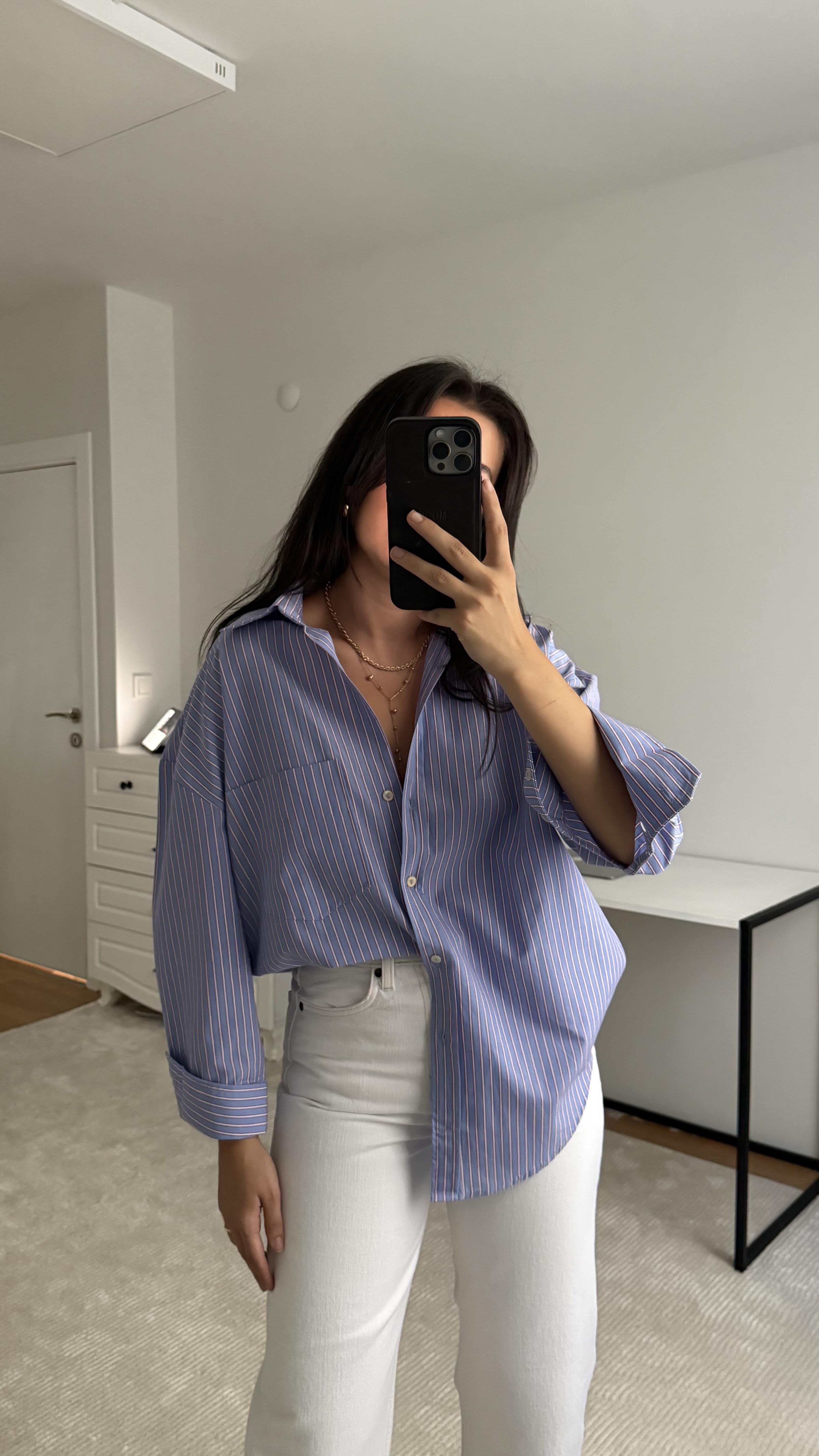 MN Mavi Çizgili Poplin gömlek