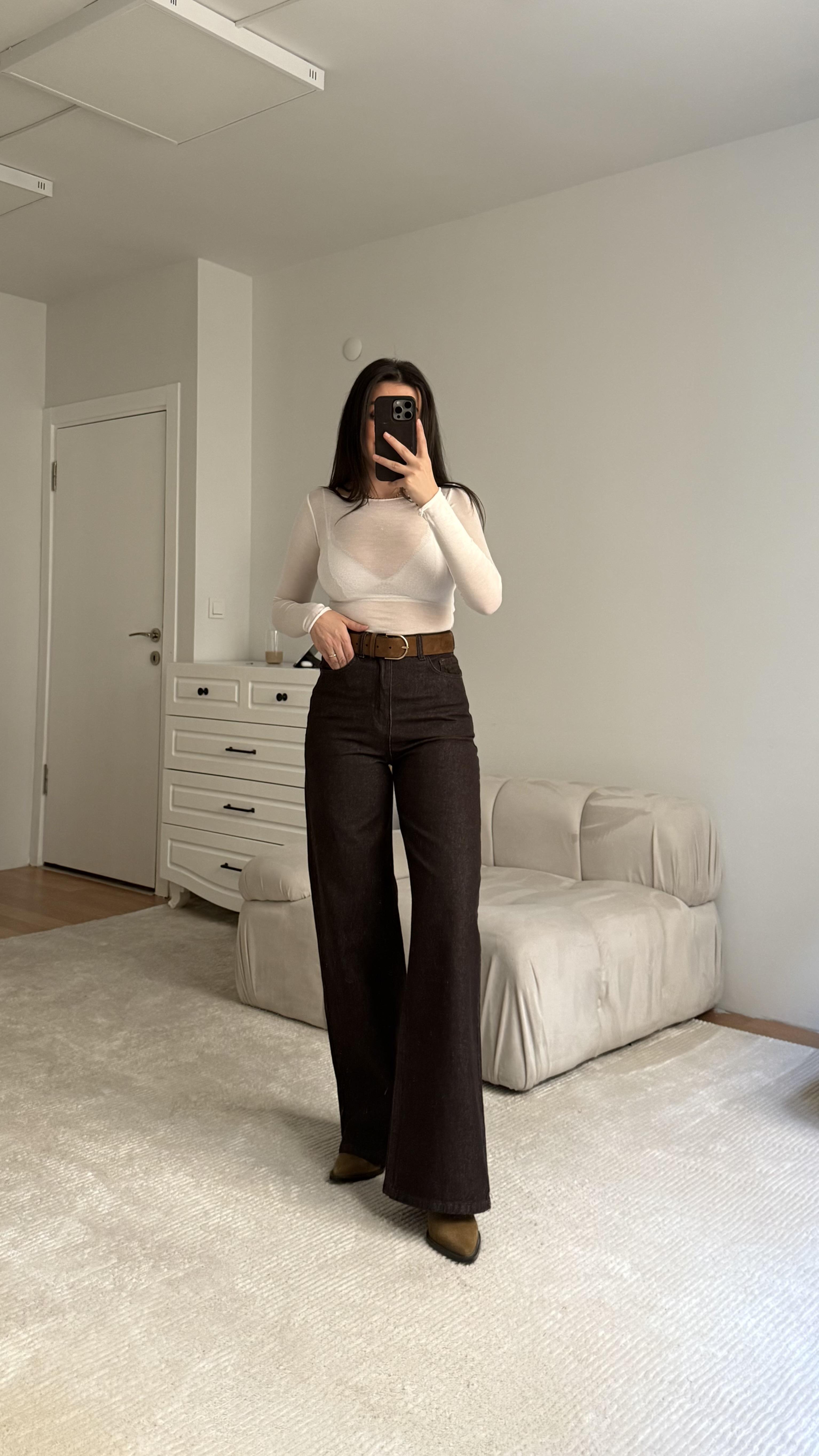 Mng Acı Kahve Wide Leg Jean