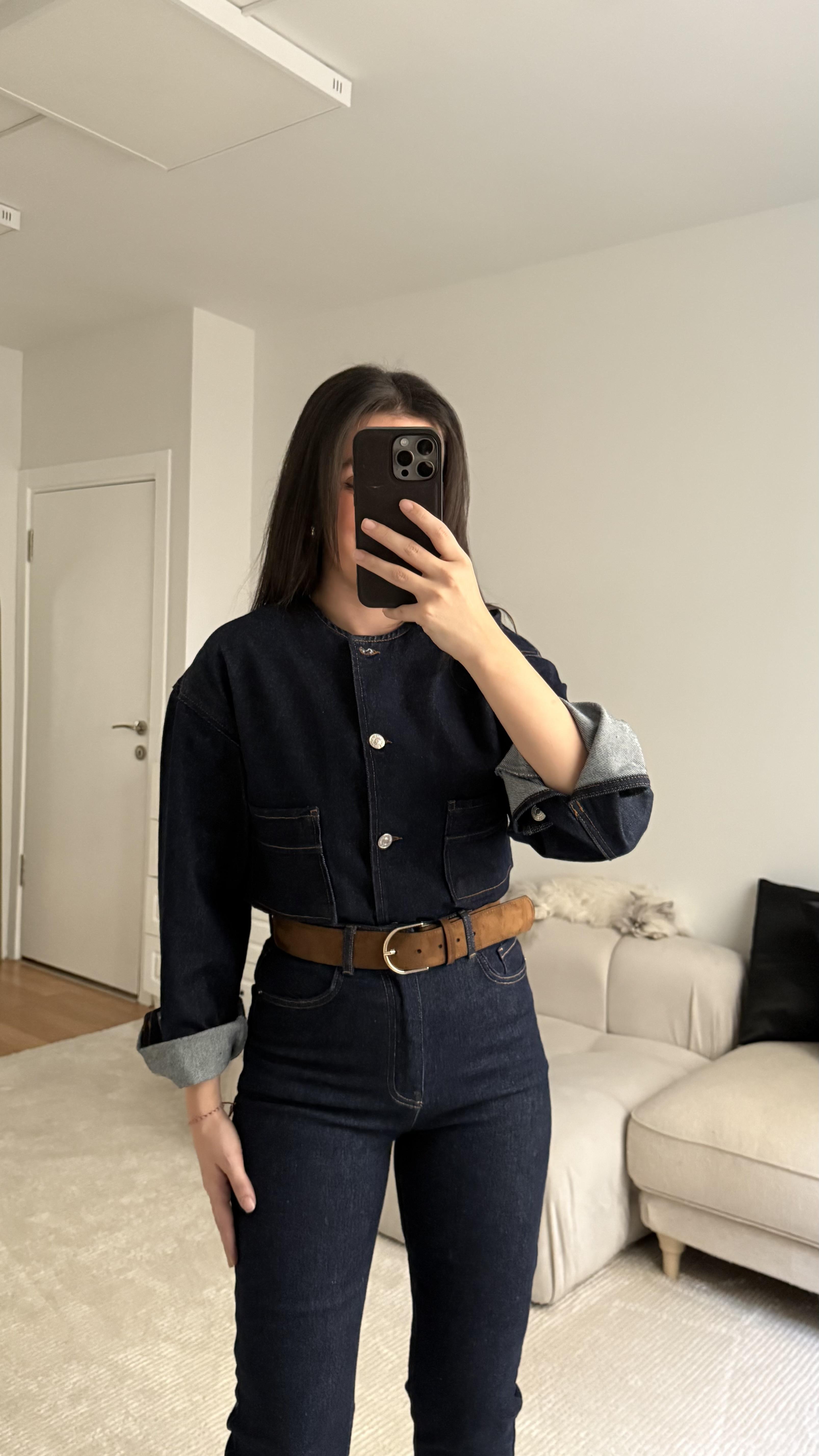 Mng Bisiklet Yaka Denim Ceket