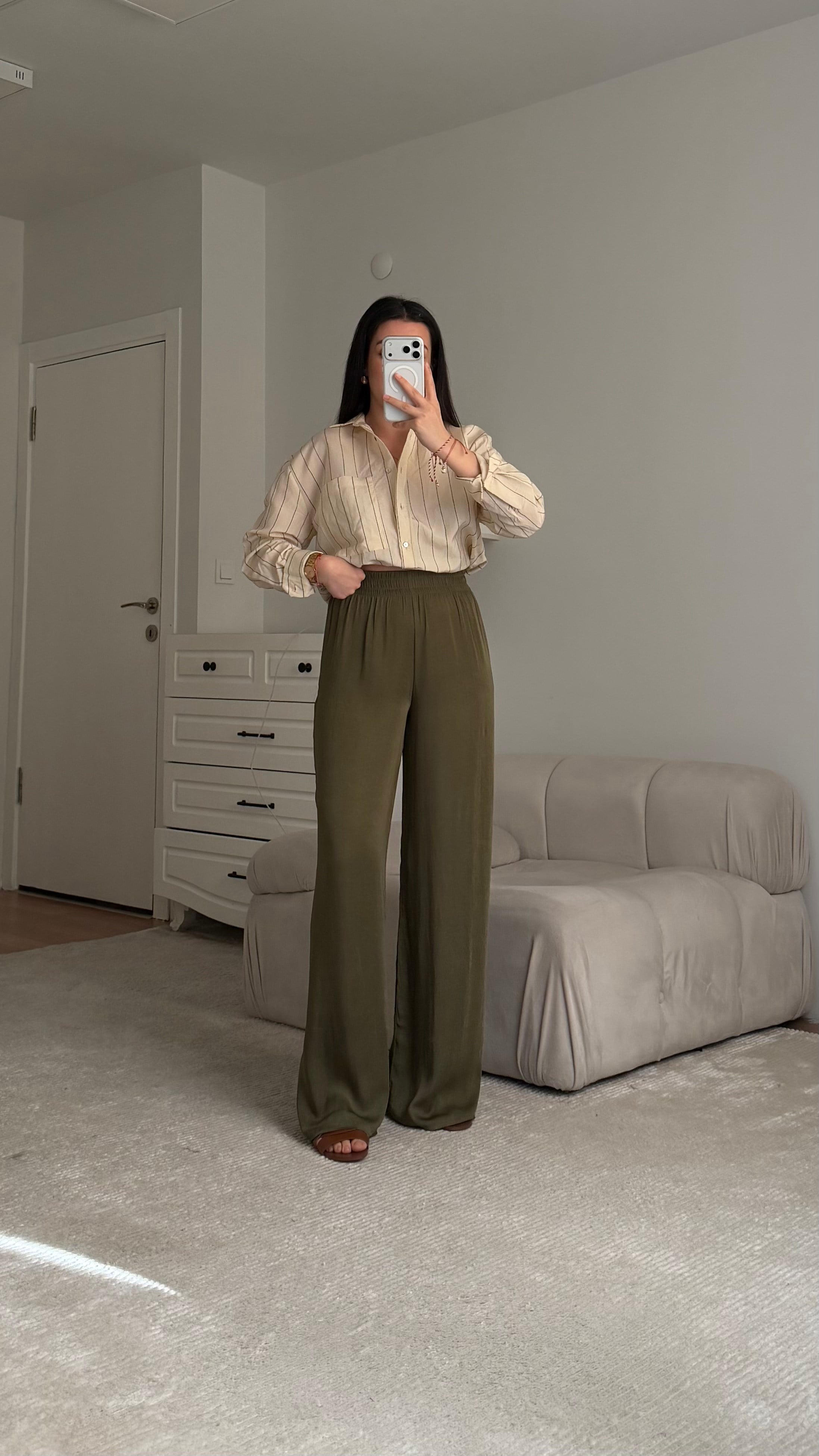 Mng Haki Dökümlü Pantolon 