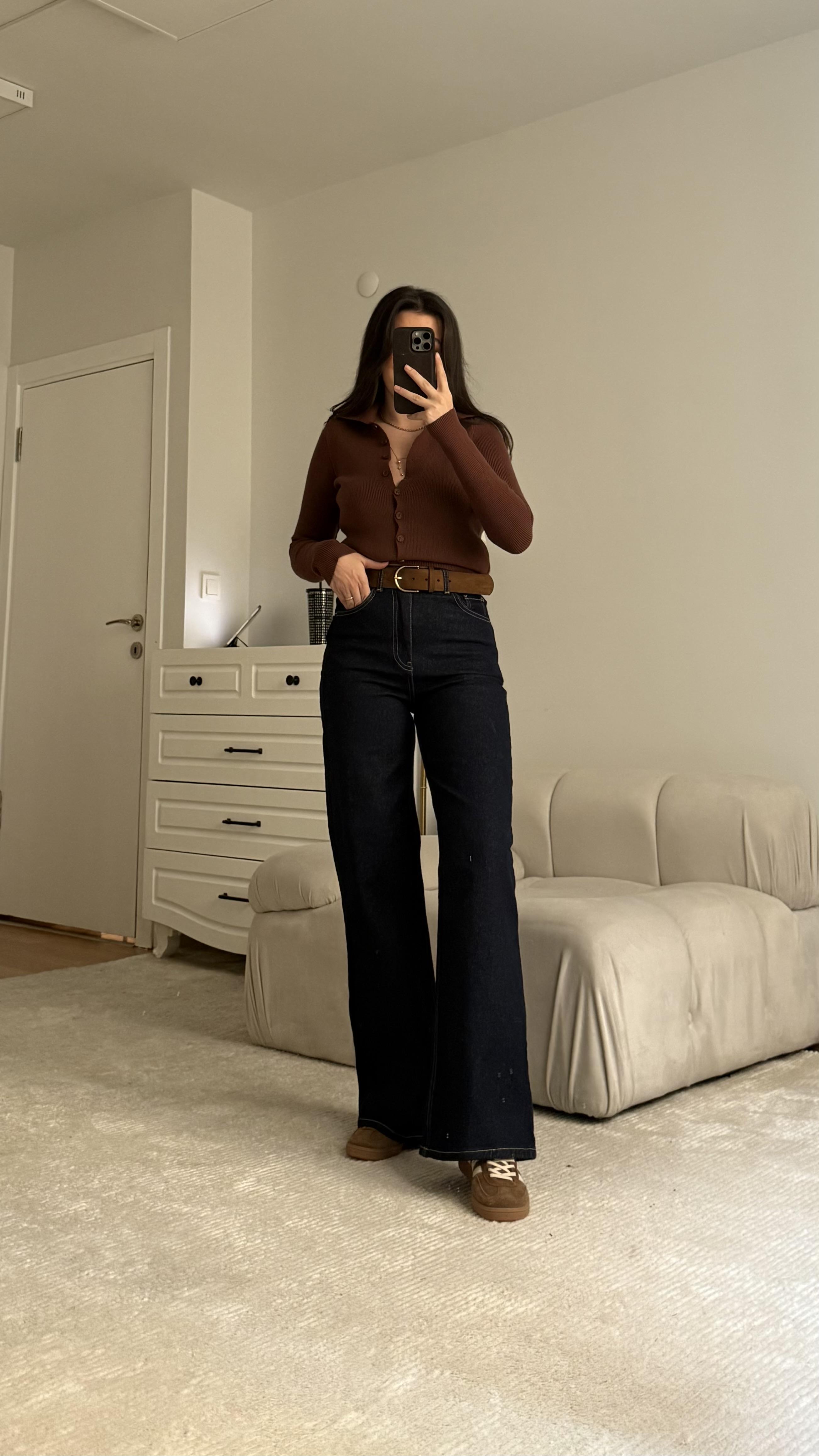 Mng Koyu Laci Wide Leg Jean