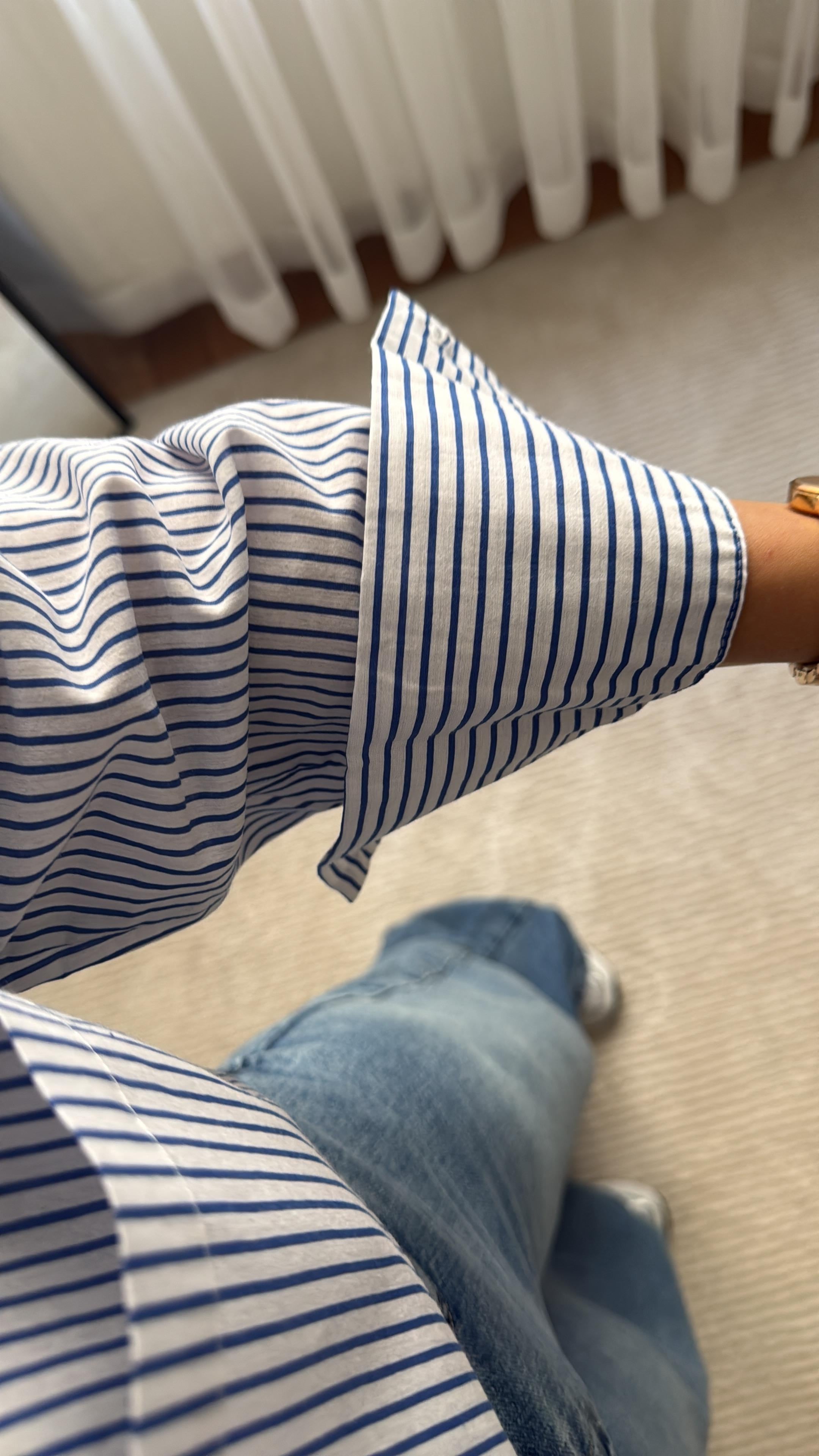 Mng Laci Beyaz Çizgili Poplin Gömlek 