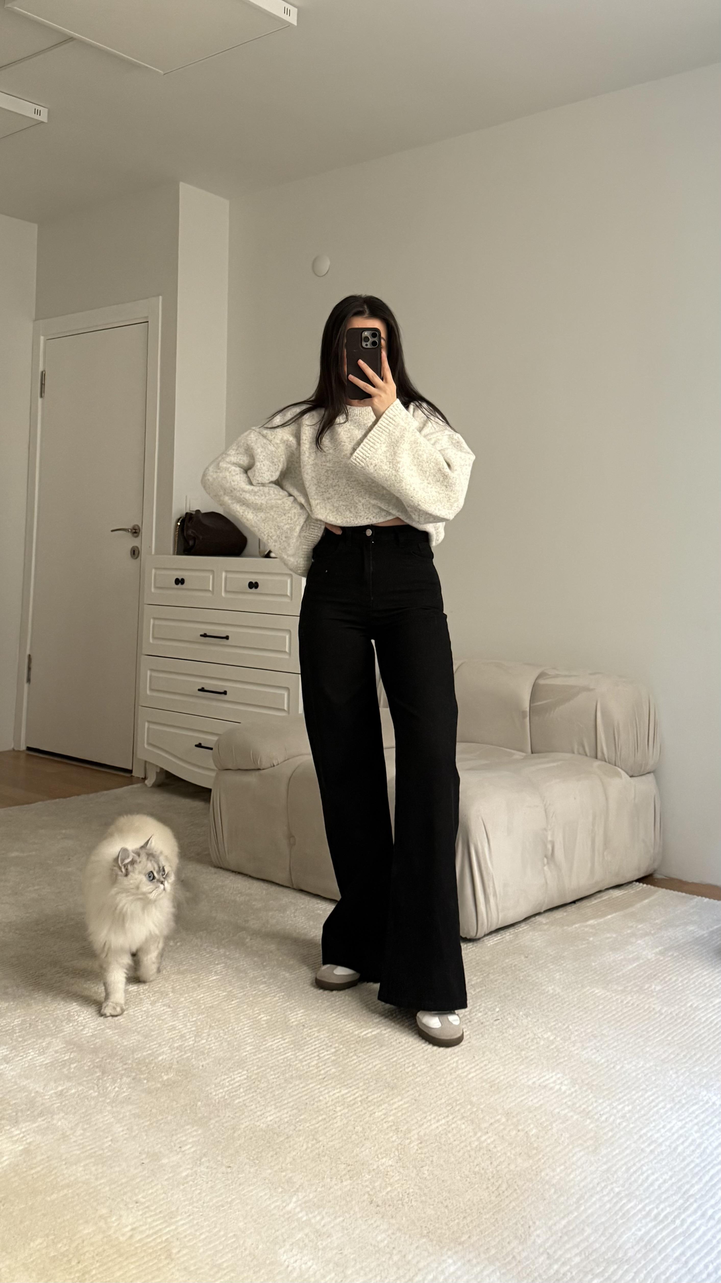 Mng Siyah Wide Leg Jean