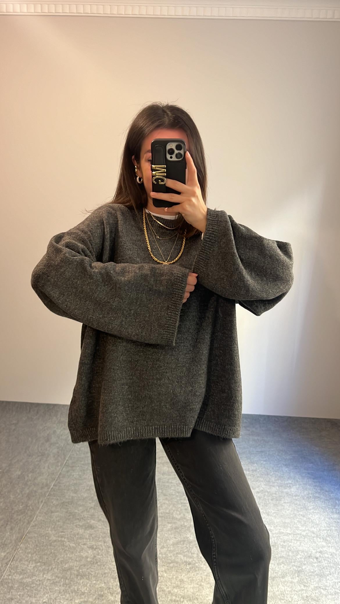 MOLİ ANTRASİT BİSİKLET YAKA TRİKO