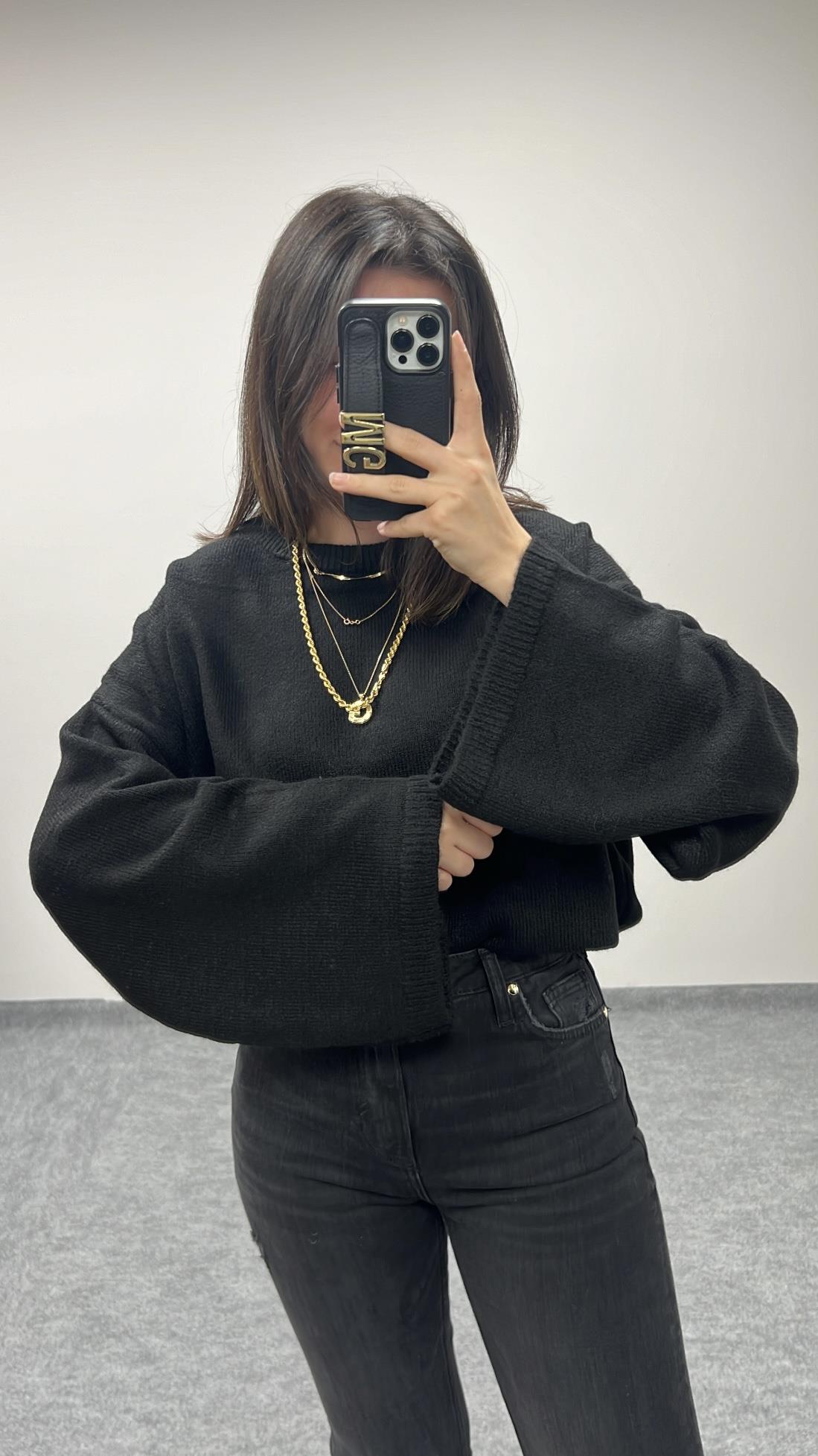 MOLİ SİYAH BİSİKLET YAKA TRİKO