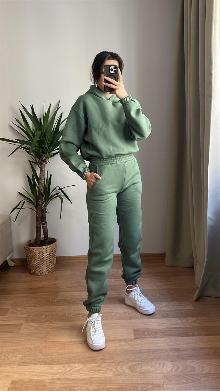 MOSS PETROL YEŞİLİ ÜÇ İPLİK ŞORDONLU EŞOFMAN TAKIM