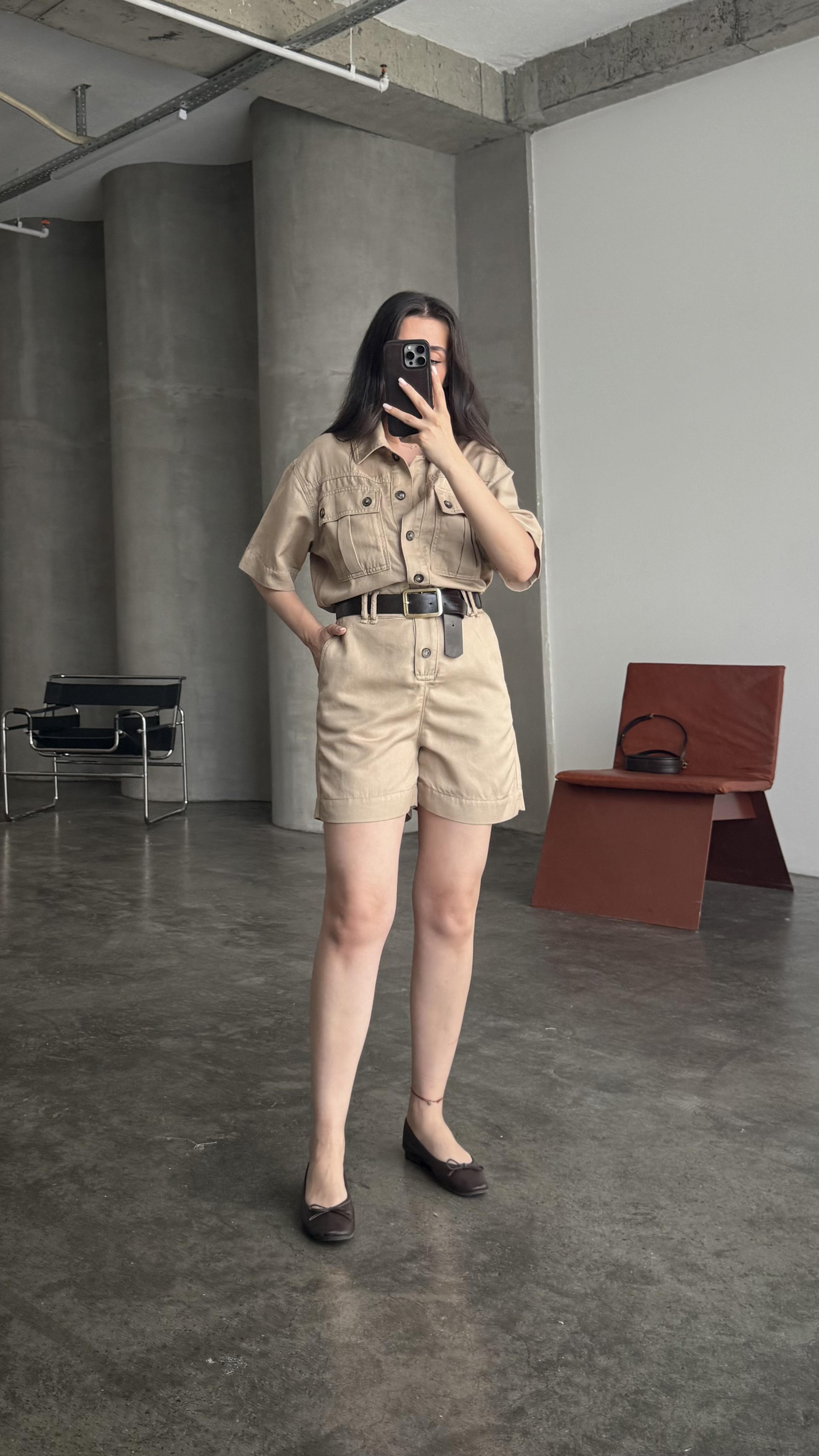 Mv Vizon Tensel Düğmeli Şort Tulum