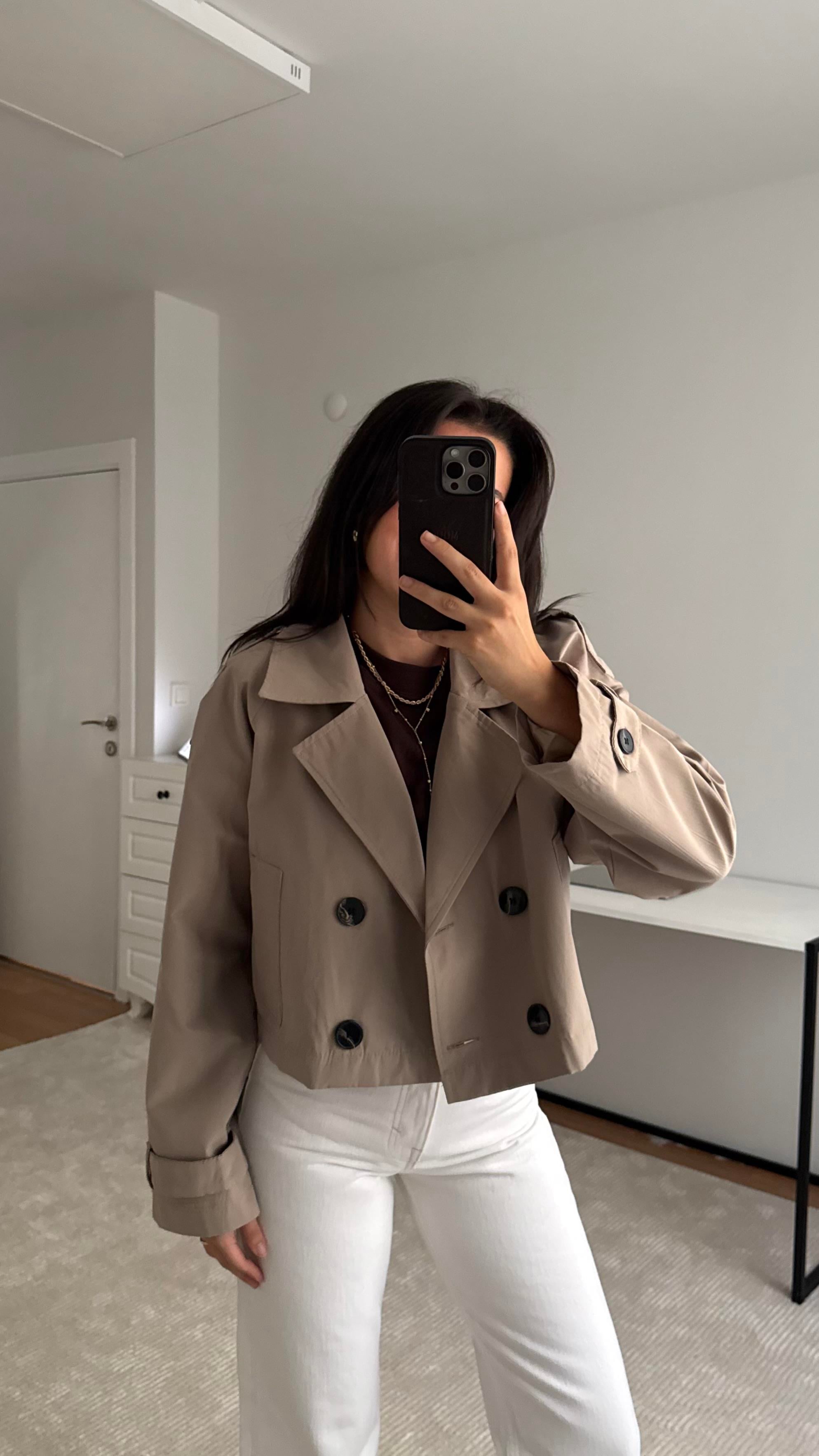 Natural Gabardin Kısa Trençkot