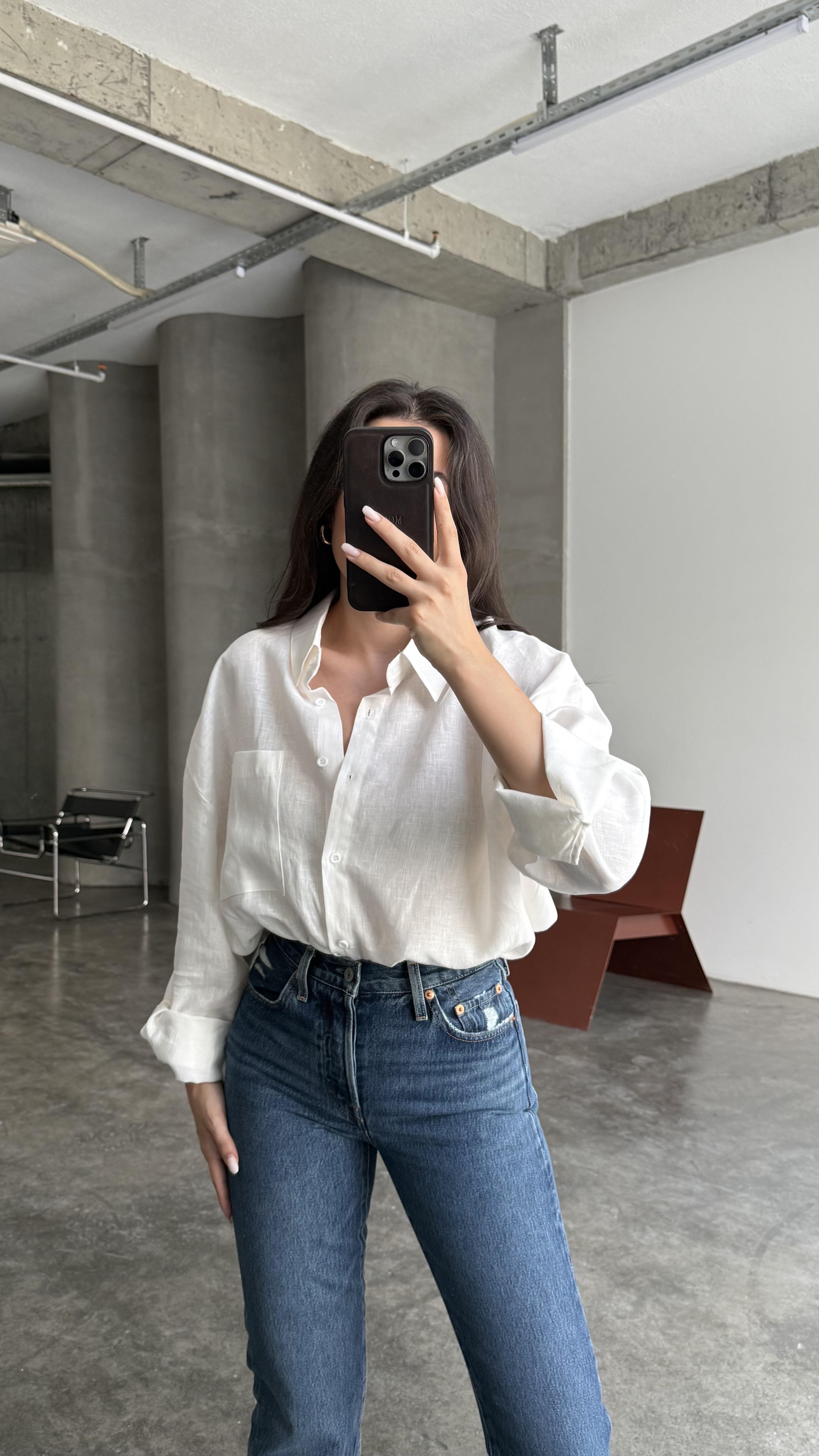 NET Beyaz Ham Keten Premium Gömlek