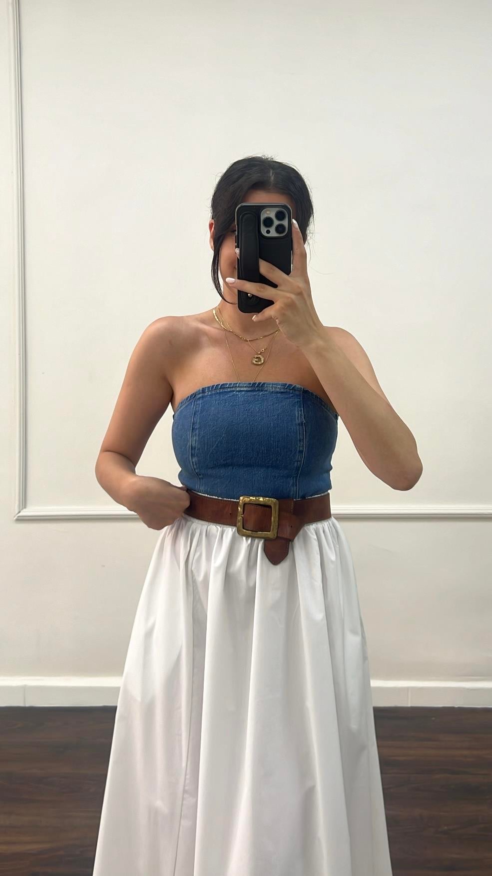 Never Straplez Denim Korse 