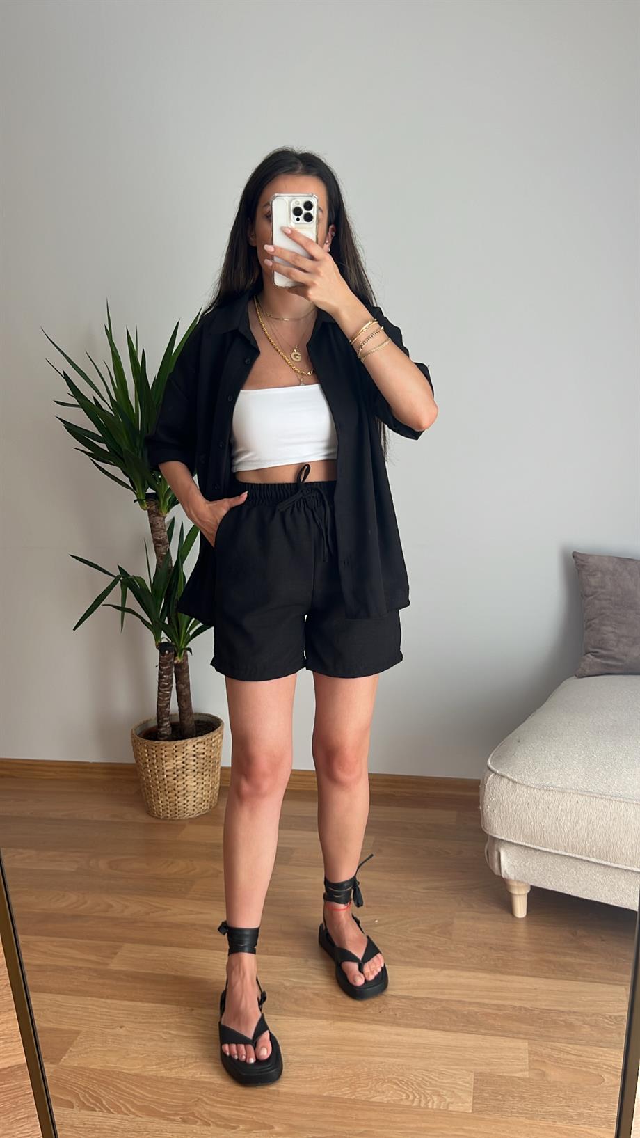 NİCE SİYAH PAMUKLU TAKIM