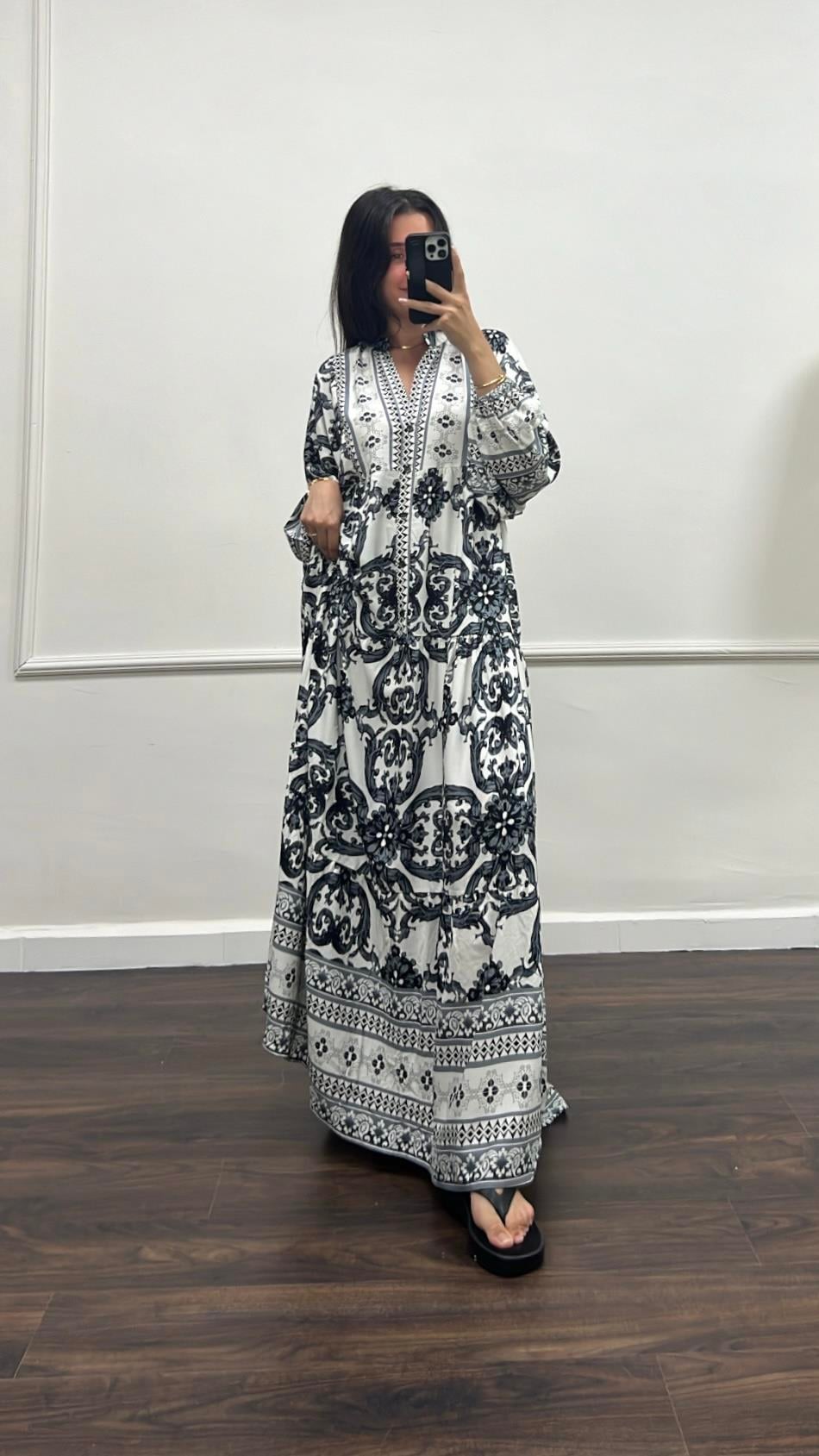 Niks %100 Viskon Maxi Elbise