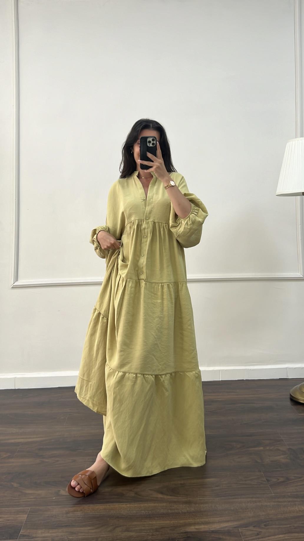 Olive Tensel Maxi Elbise